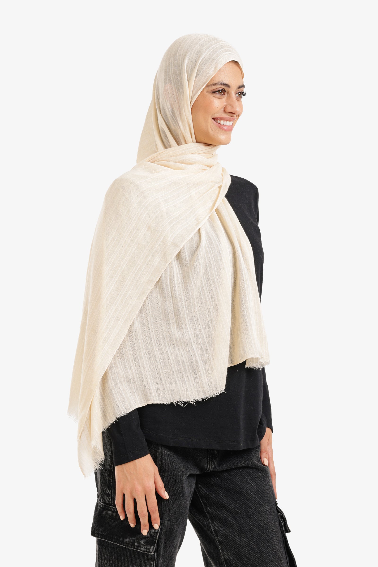 Textured Ribbed Cotton Scarf
