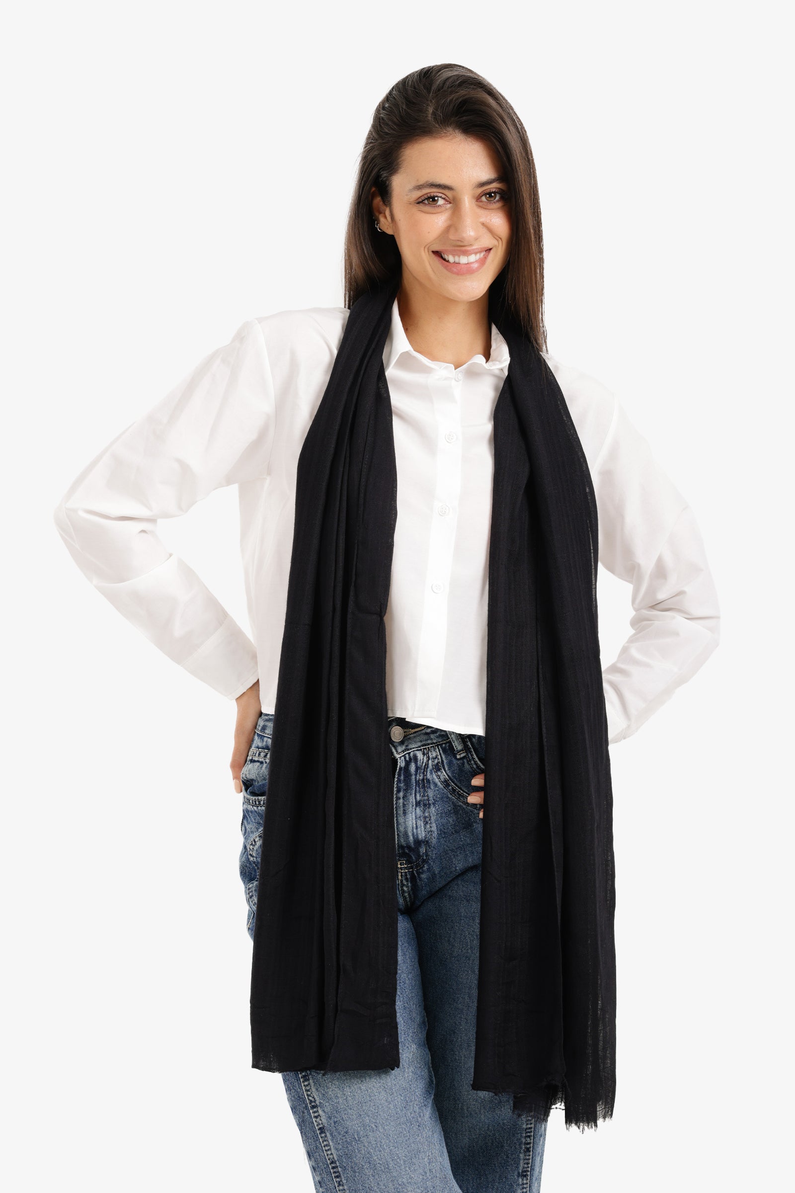 Textured Ribbed Cotton Scarf