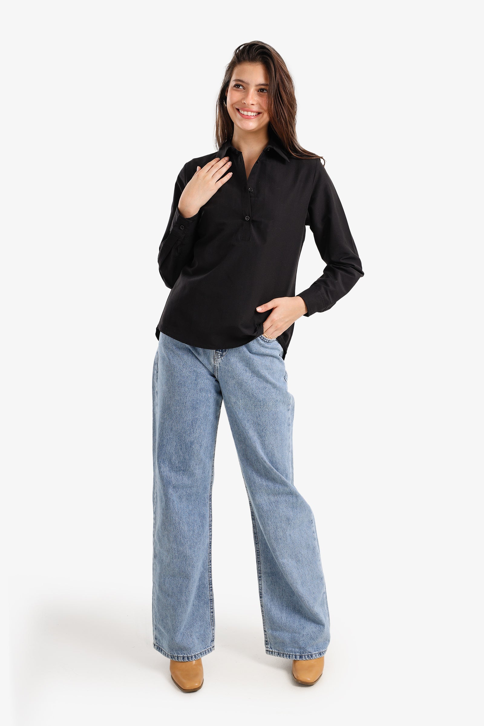 قميص هاي-لو بقصة عادية