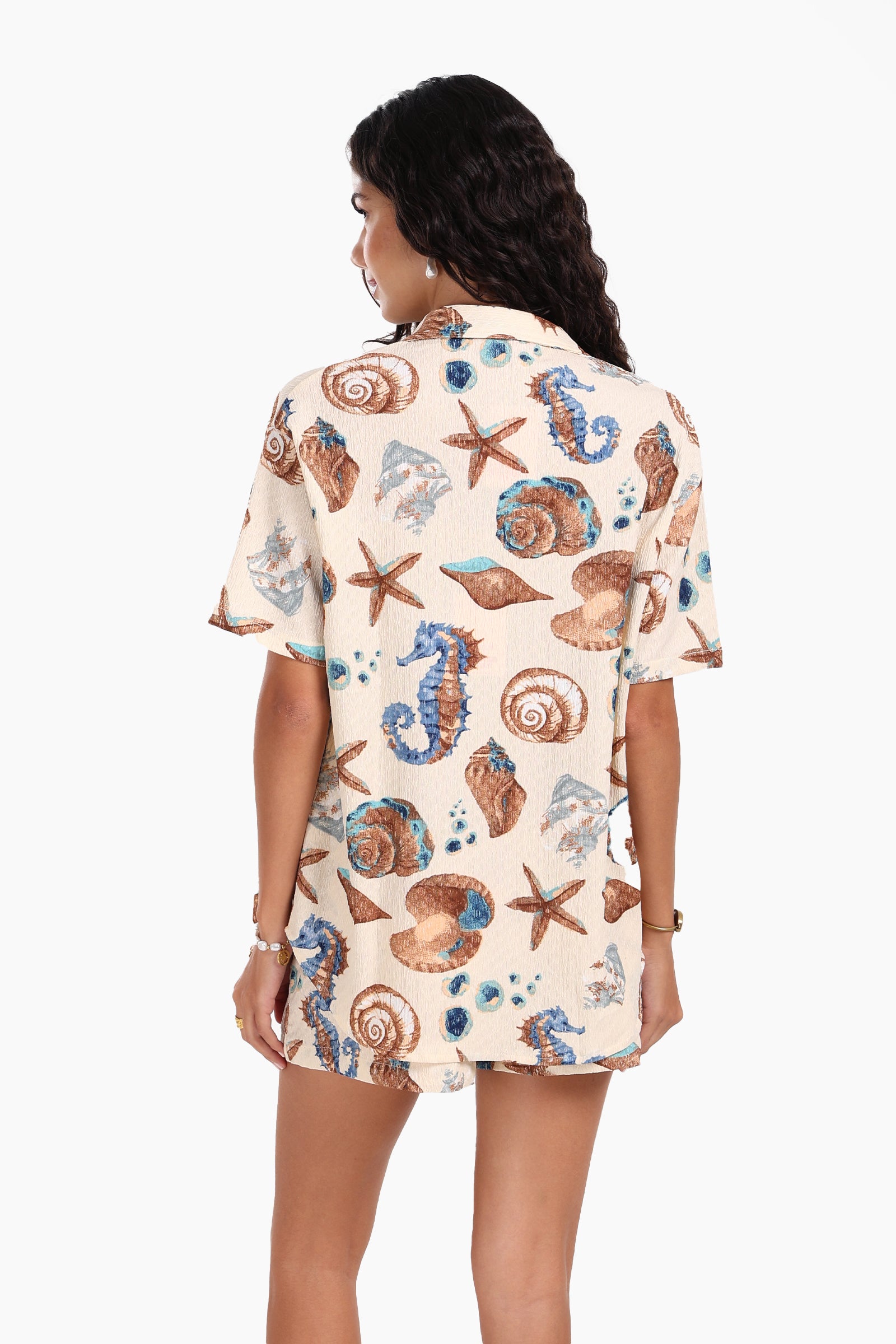 Seashell Print Beach Shirt