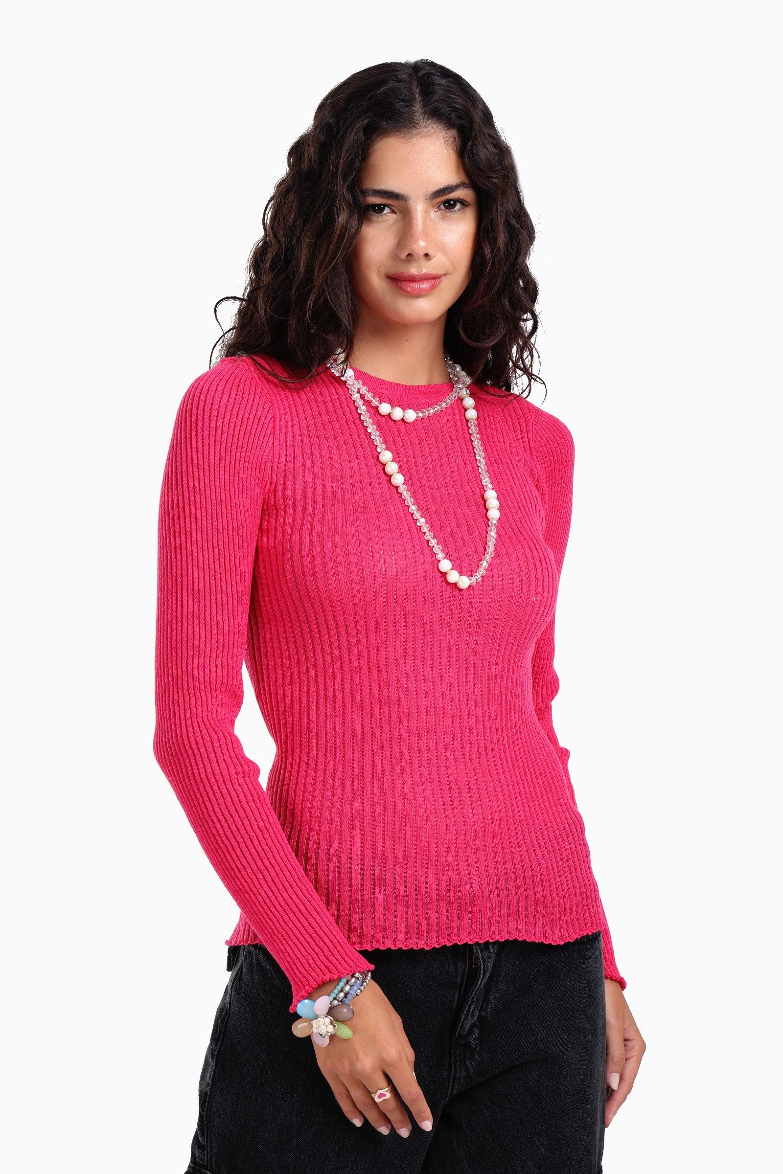 Frilled Hem Ribbed Top