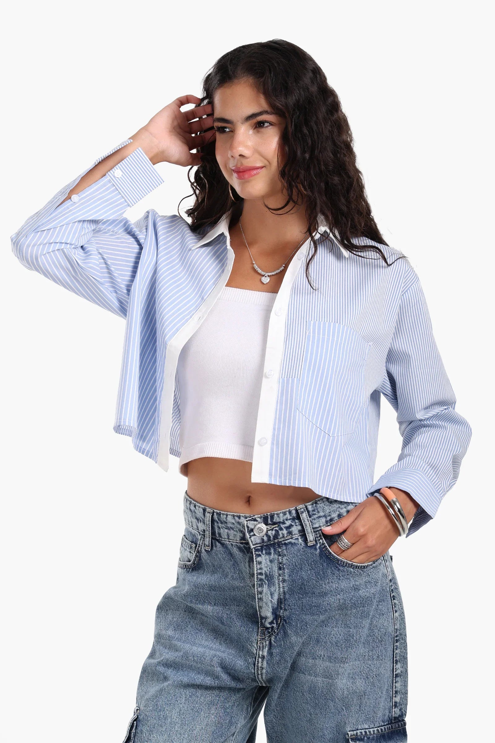 Blue and White Striped Shirt