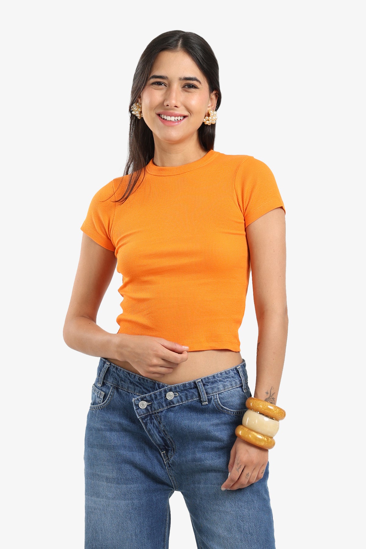 Ribbed Round Neck Top