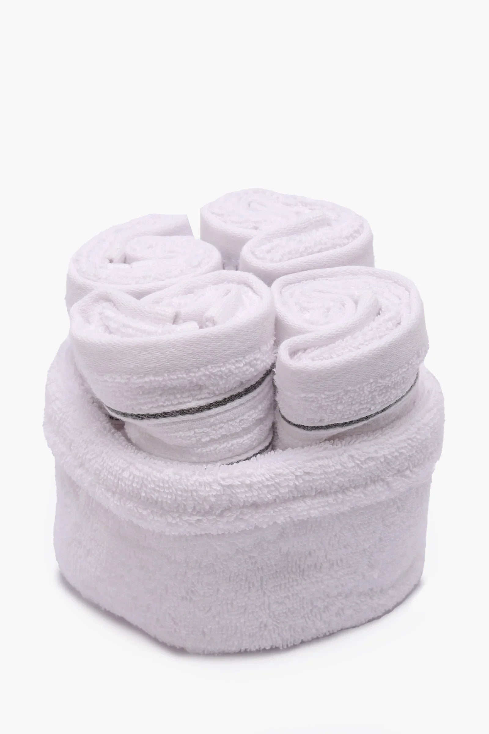 Hand Towels - 4 Pcs + Basket
