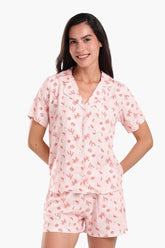 طقم بيجامة فيسكوز بطبعة