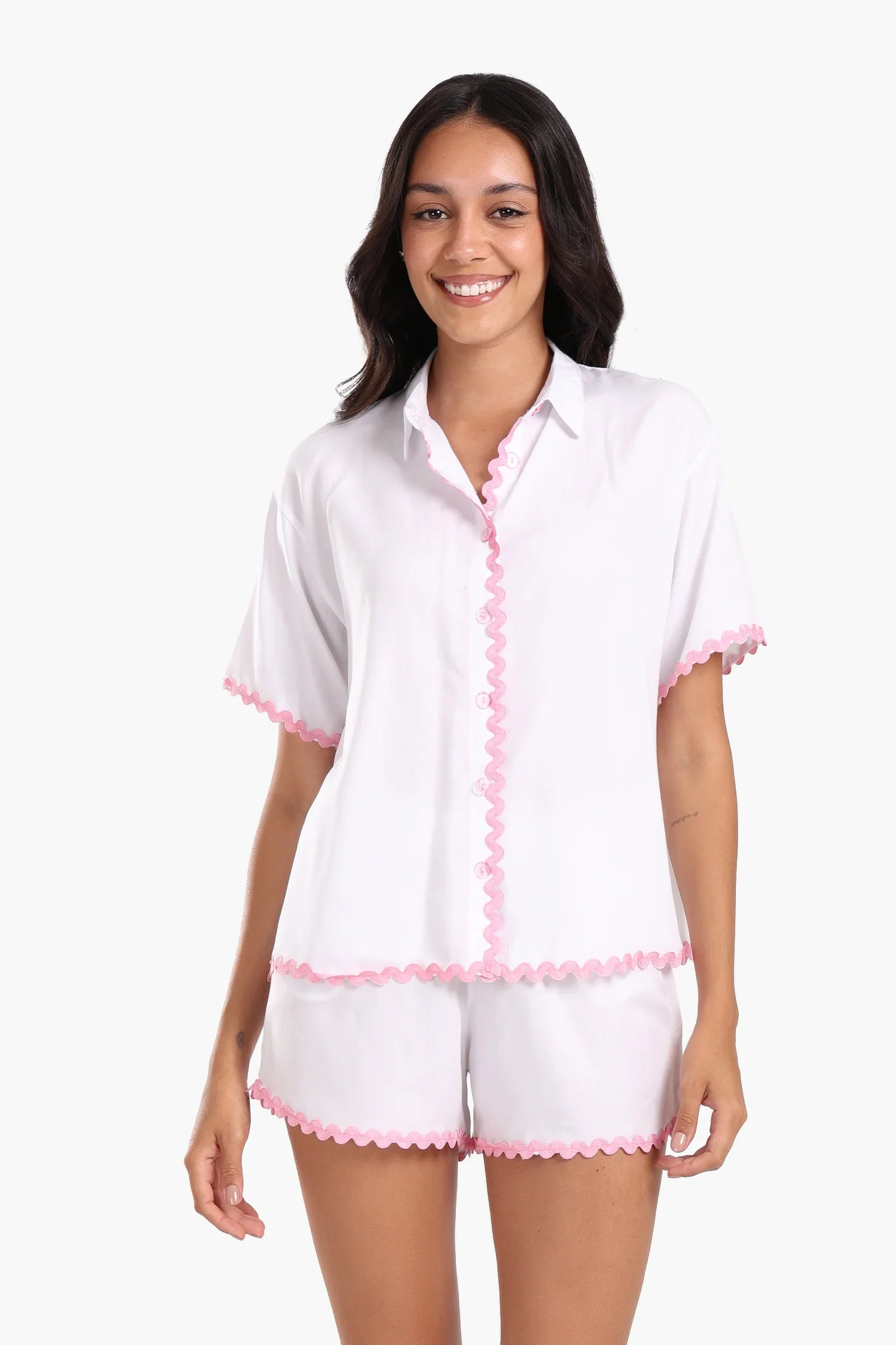 Wavy Trim Pyjama Set