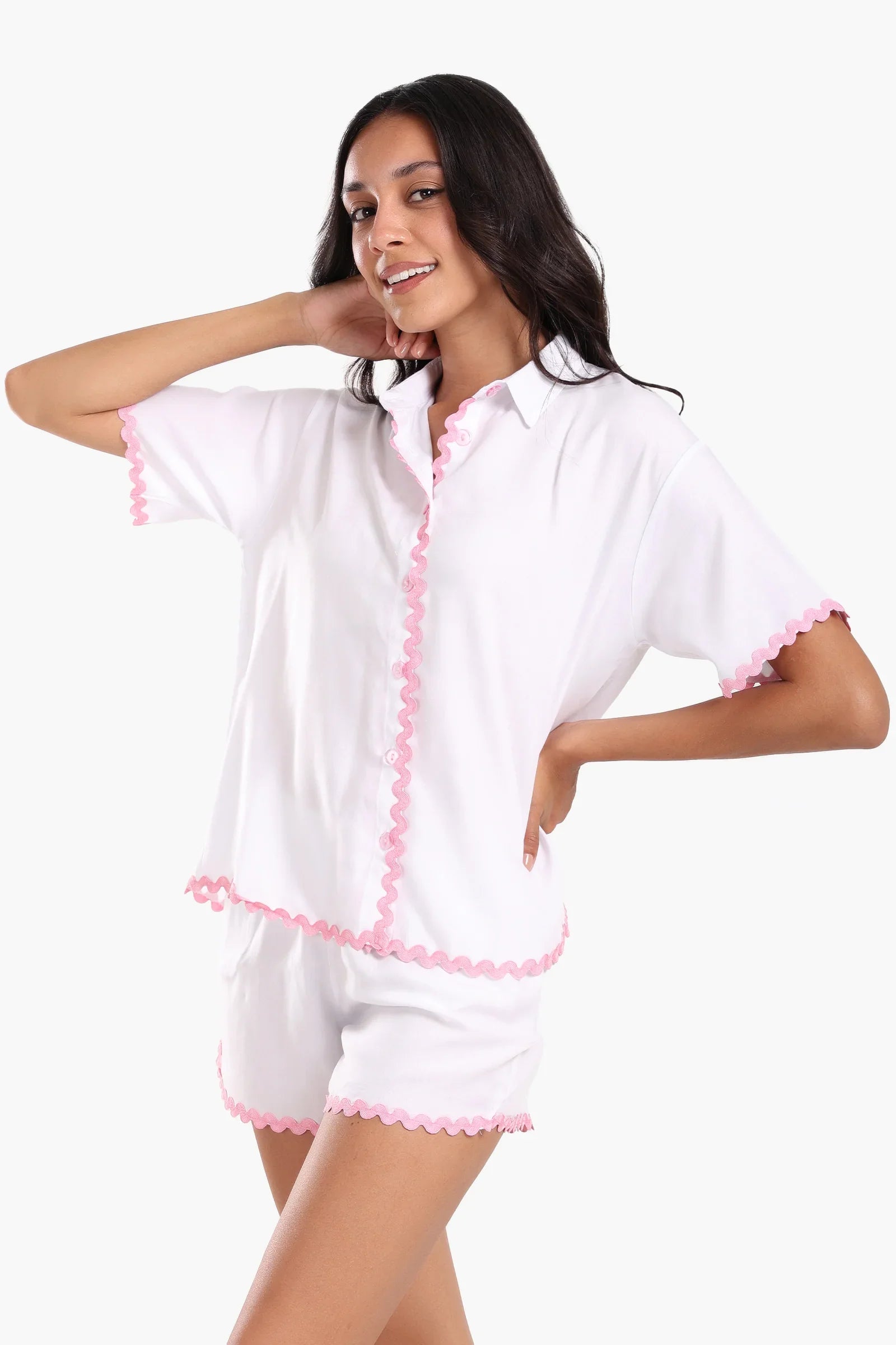 Wavy Trim Pyjama Set