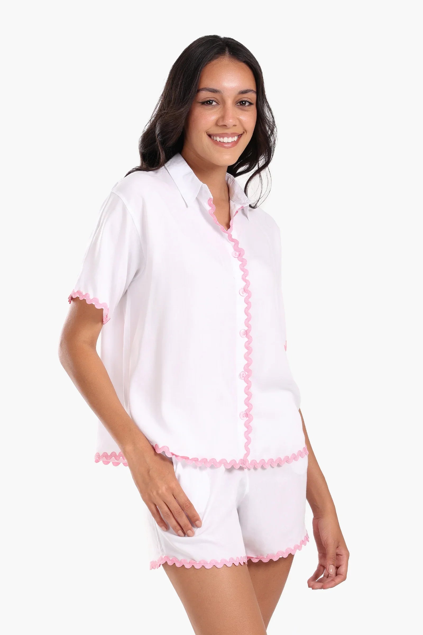 Wavy Trim Pyjama Set