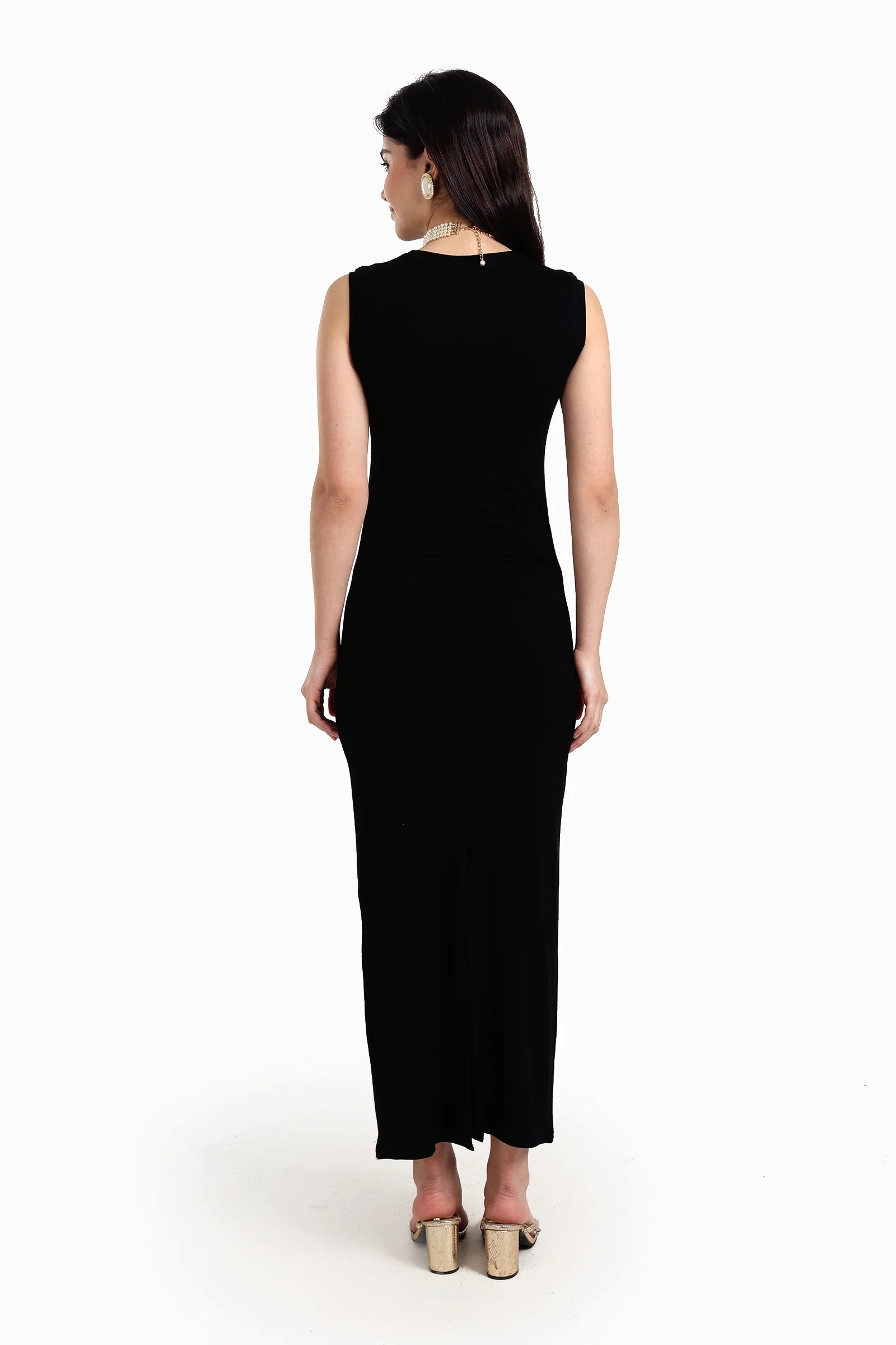 Sleeveless Dress with Back Slit