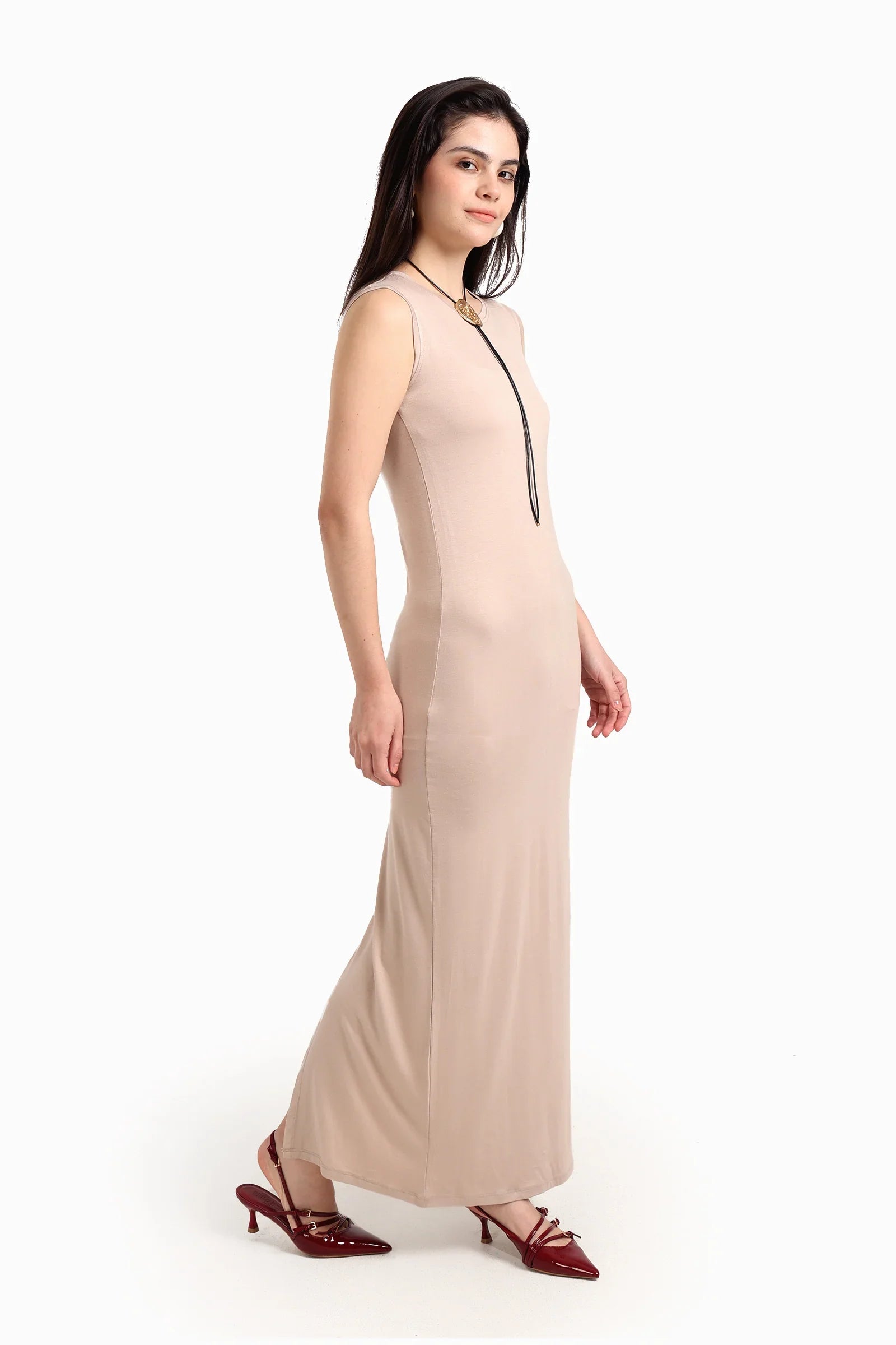 Sleeveless Dress with Back Slit