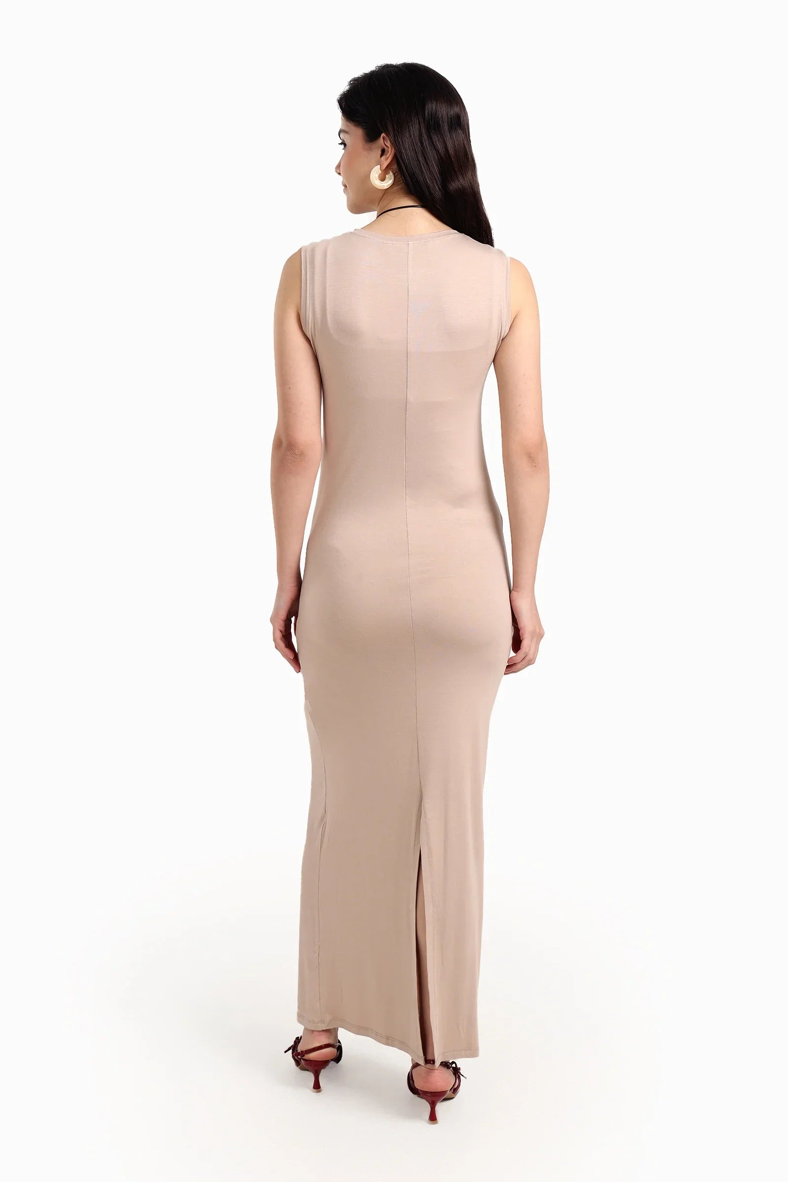 Sleeveless Dress with Back Slit