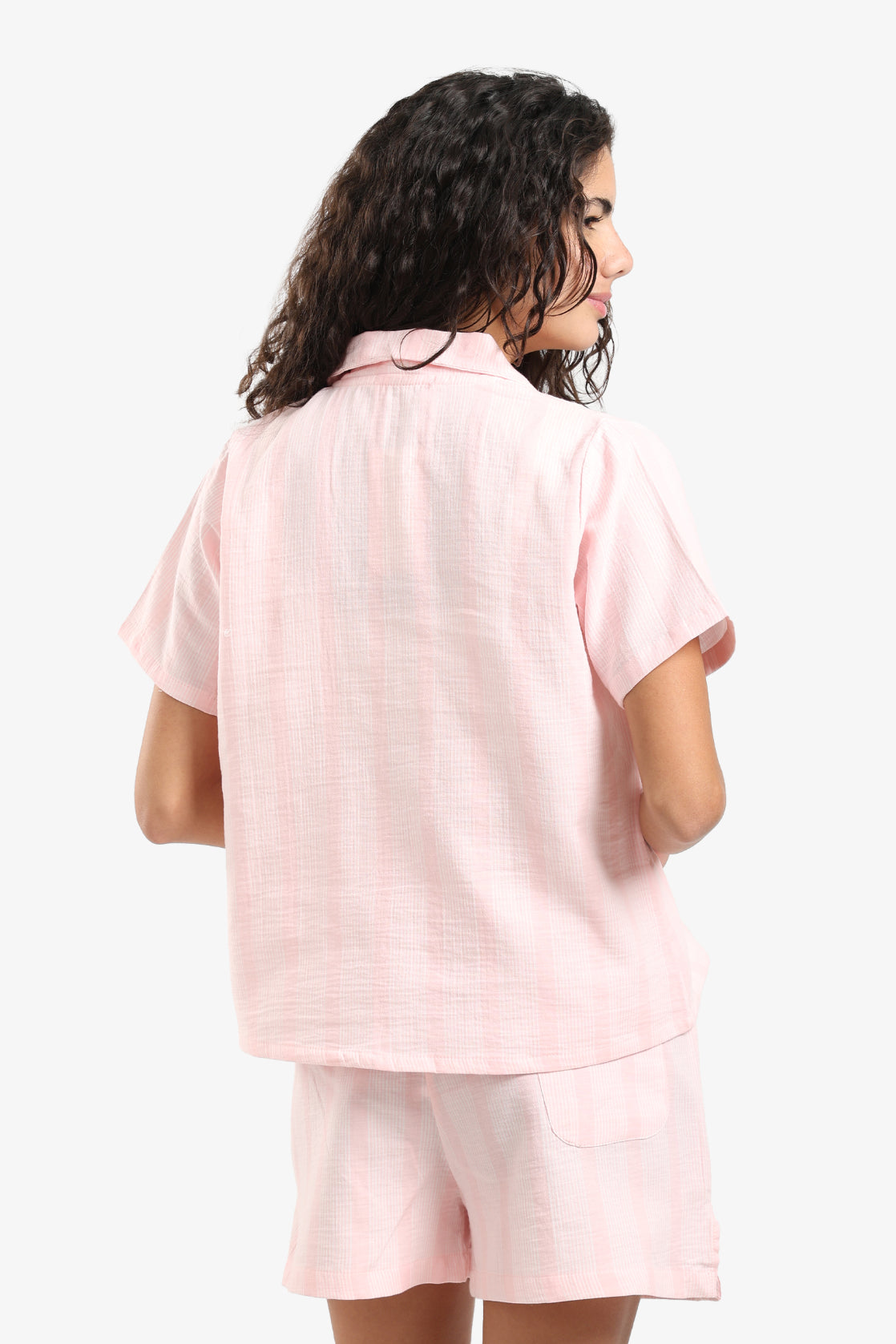 Striped Front Buttons Pyjama Set
