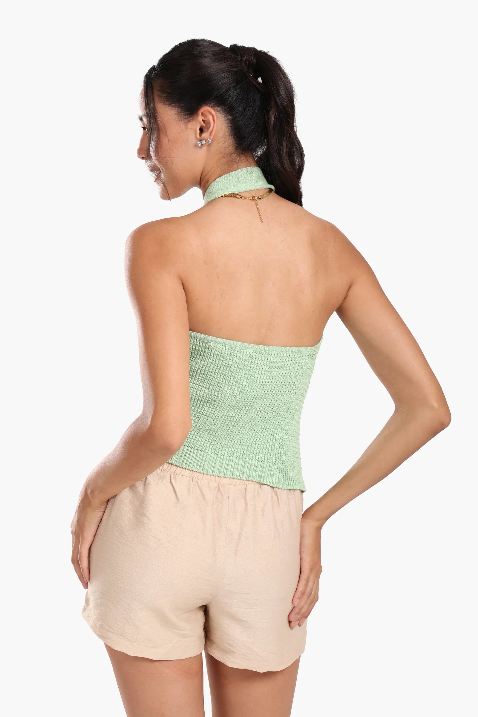 توب تريكو برقبة هالتر غير متماثل