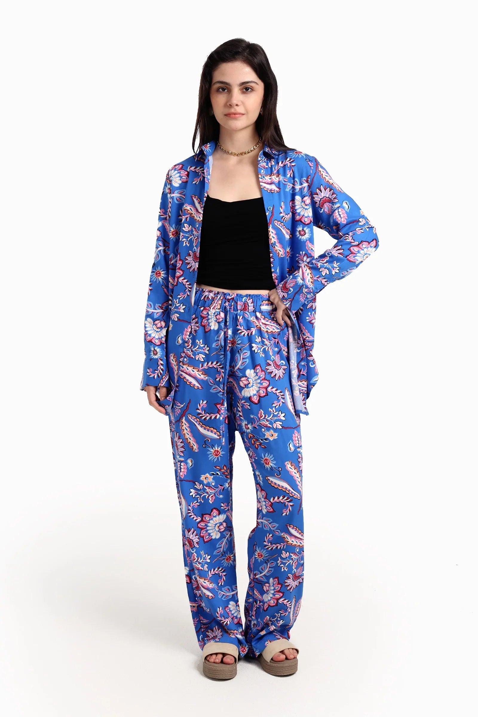 قميص قطن مطبوع بكم