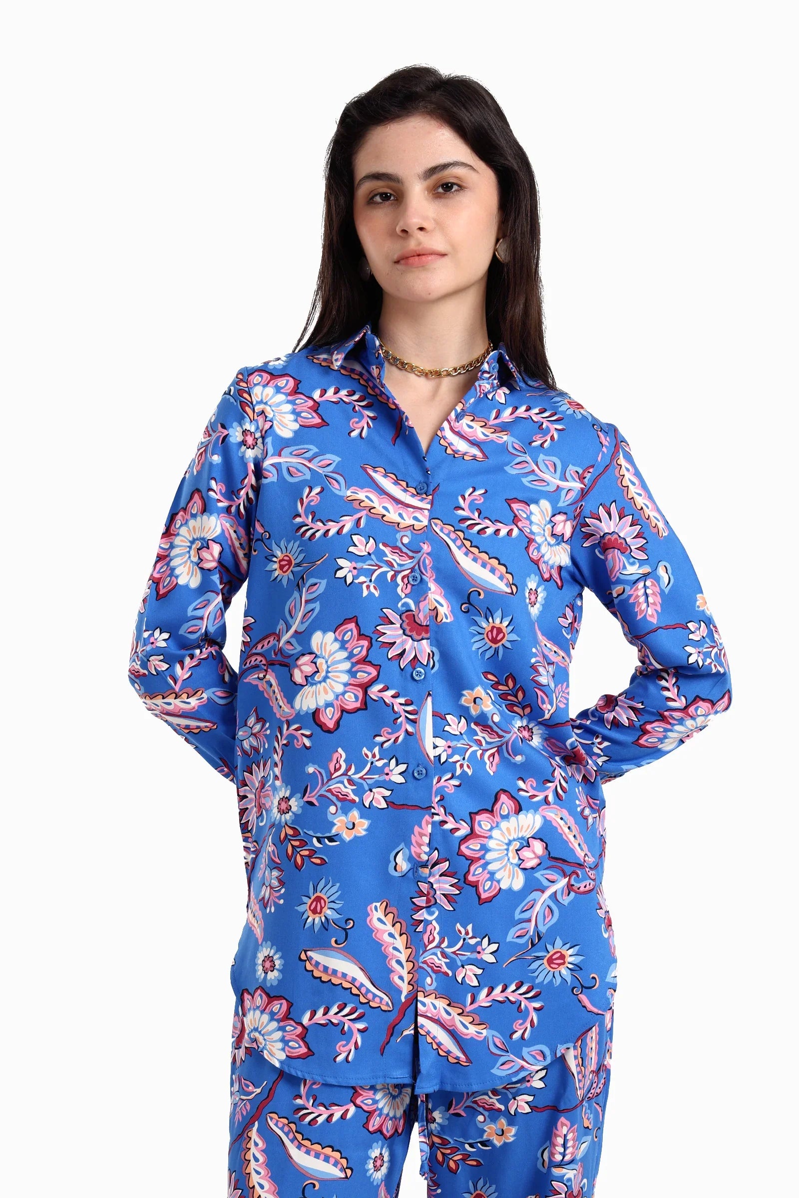 قميص قطن مطبوع بكم