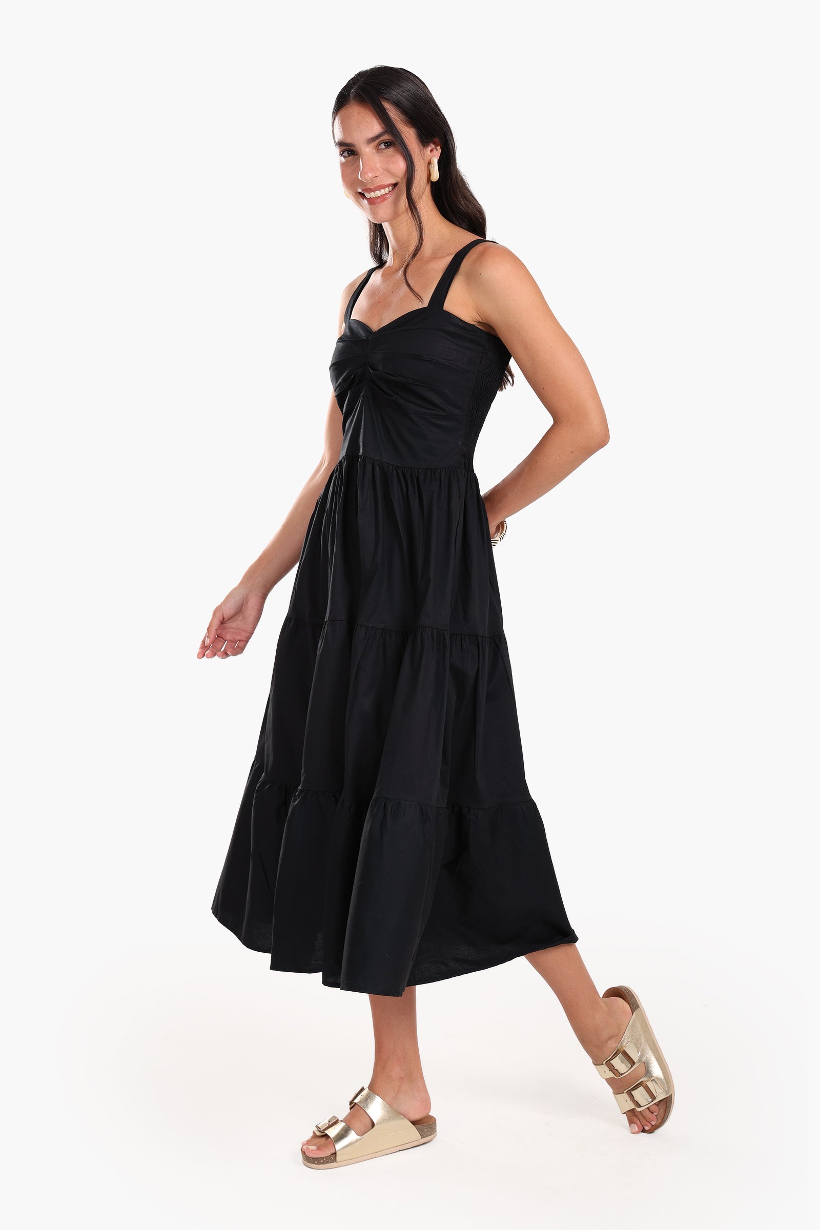 Sleeveless Tiered Midi Dress