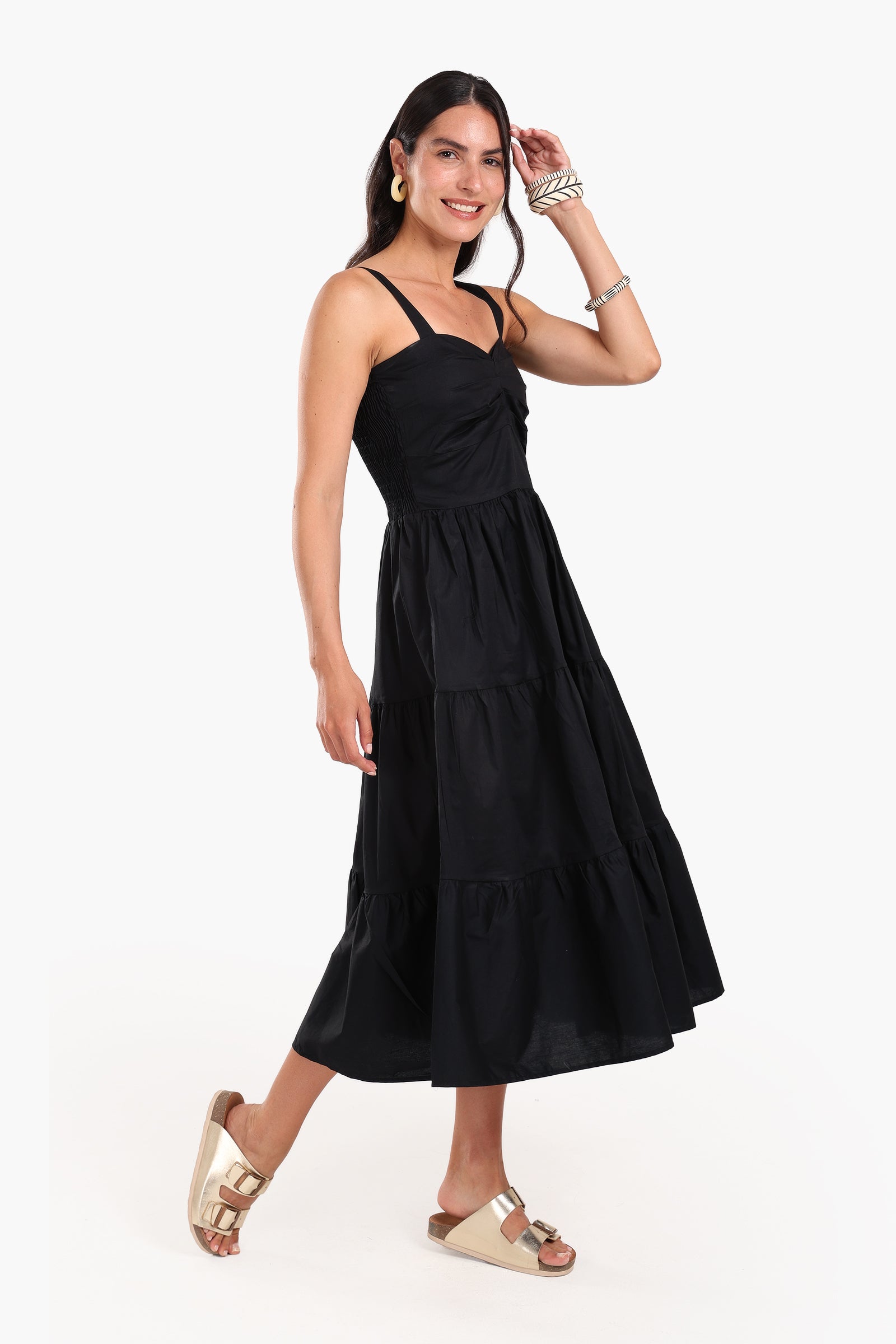 Sleeveless Tiered Midi Dress