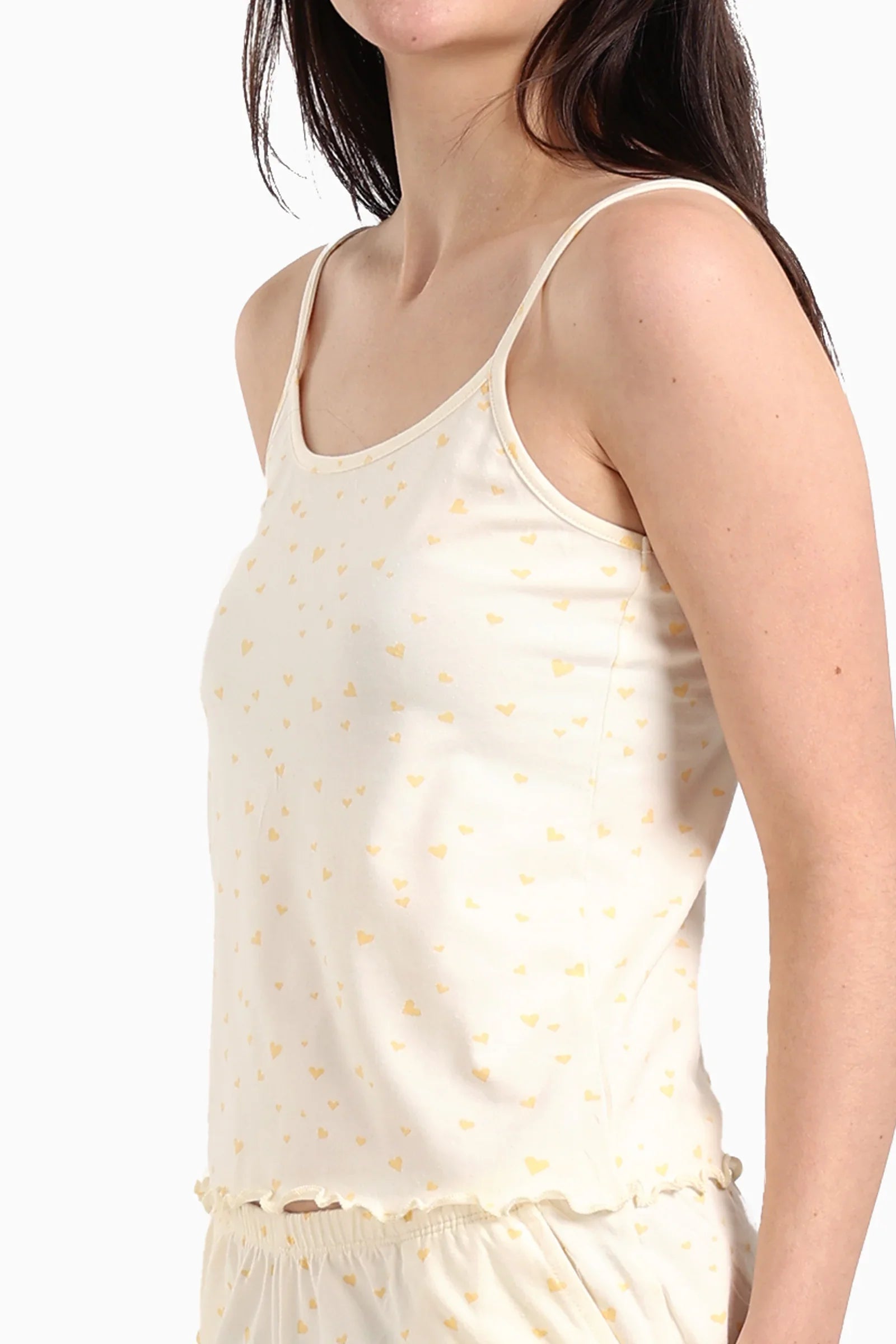 Yellow Hearts Cotton Pyjama Set