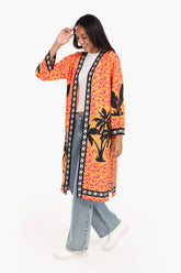 كيمونو بطبعة أشجار نخيل ملون