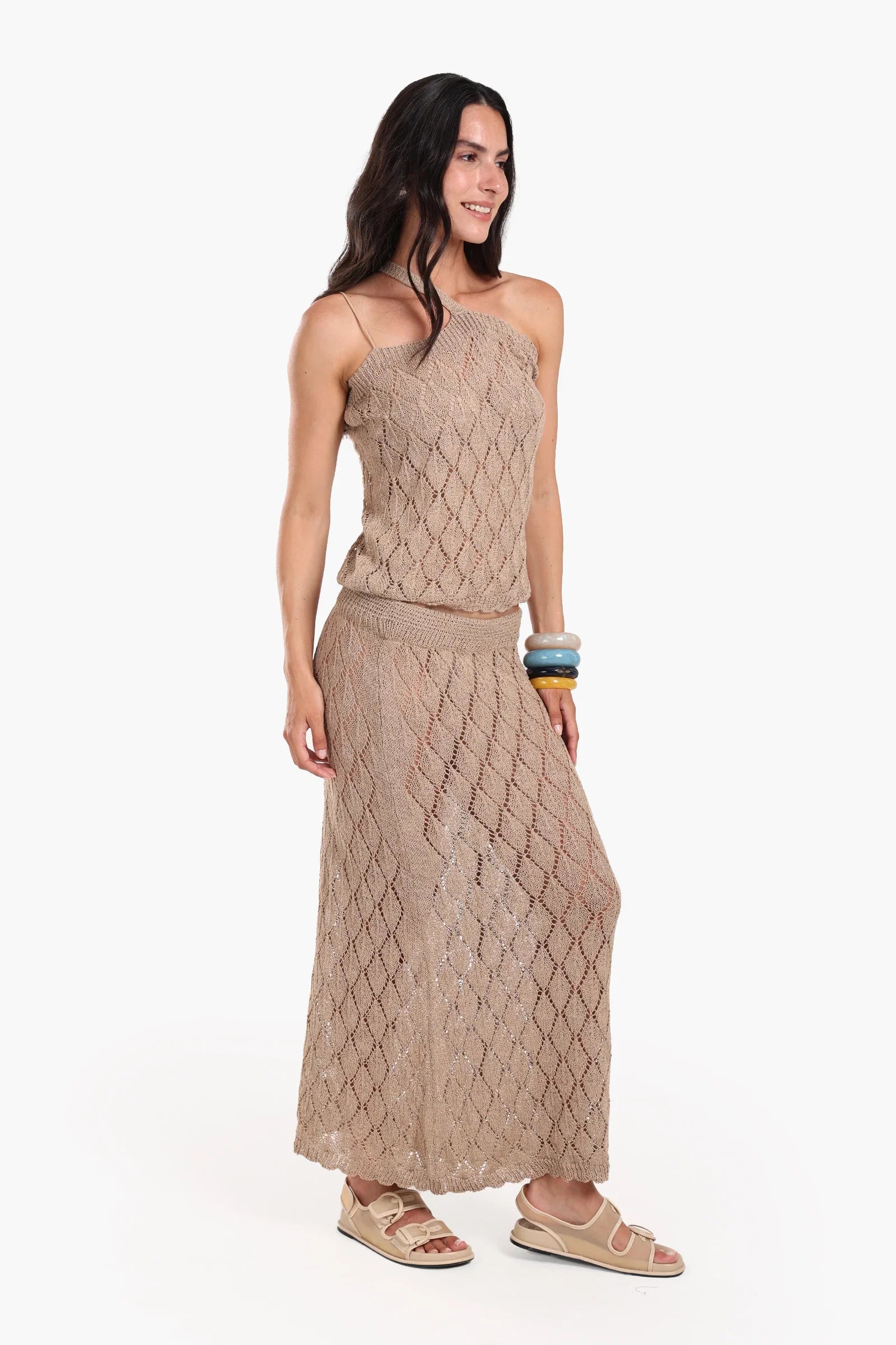 طقم تريكو بدون أكمام للشاطئ