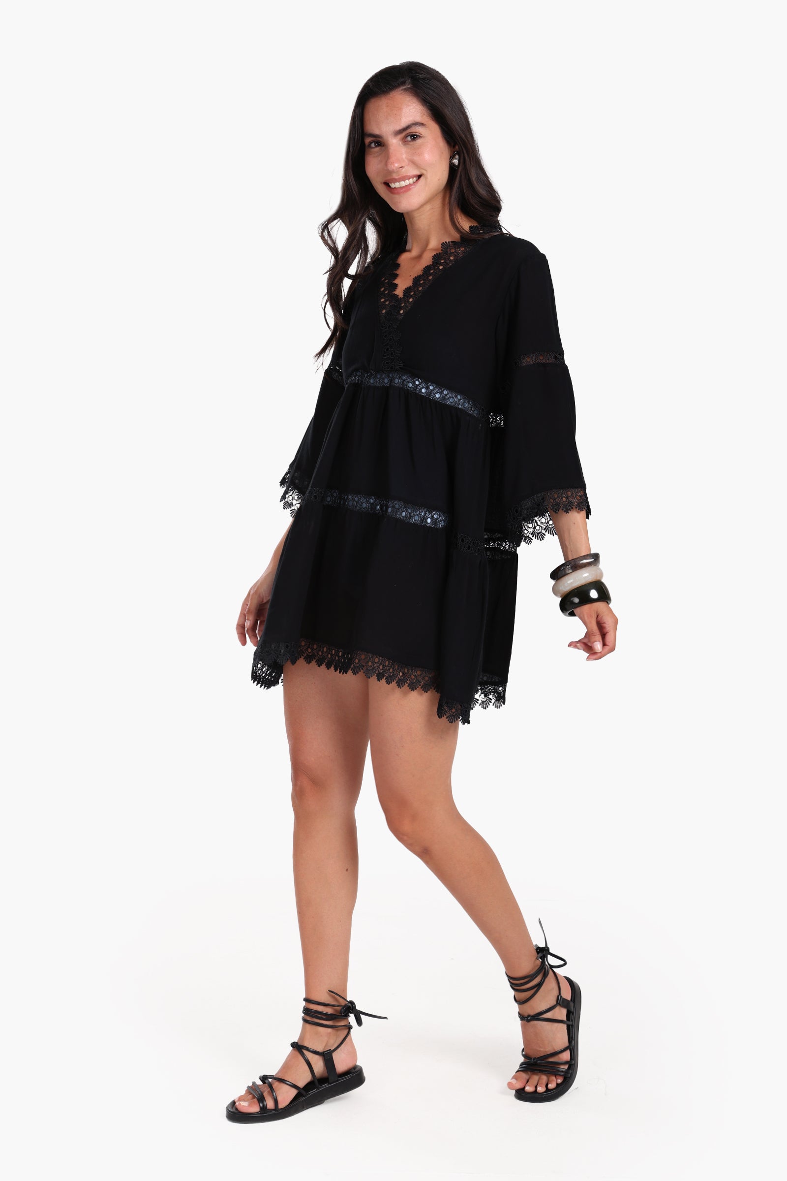 Black Beach Dress with Lace