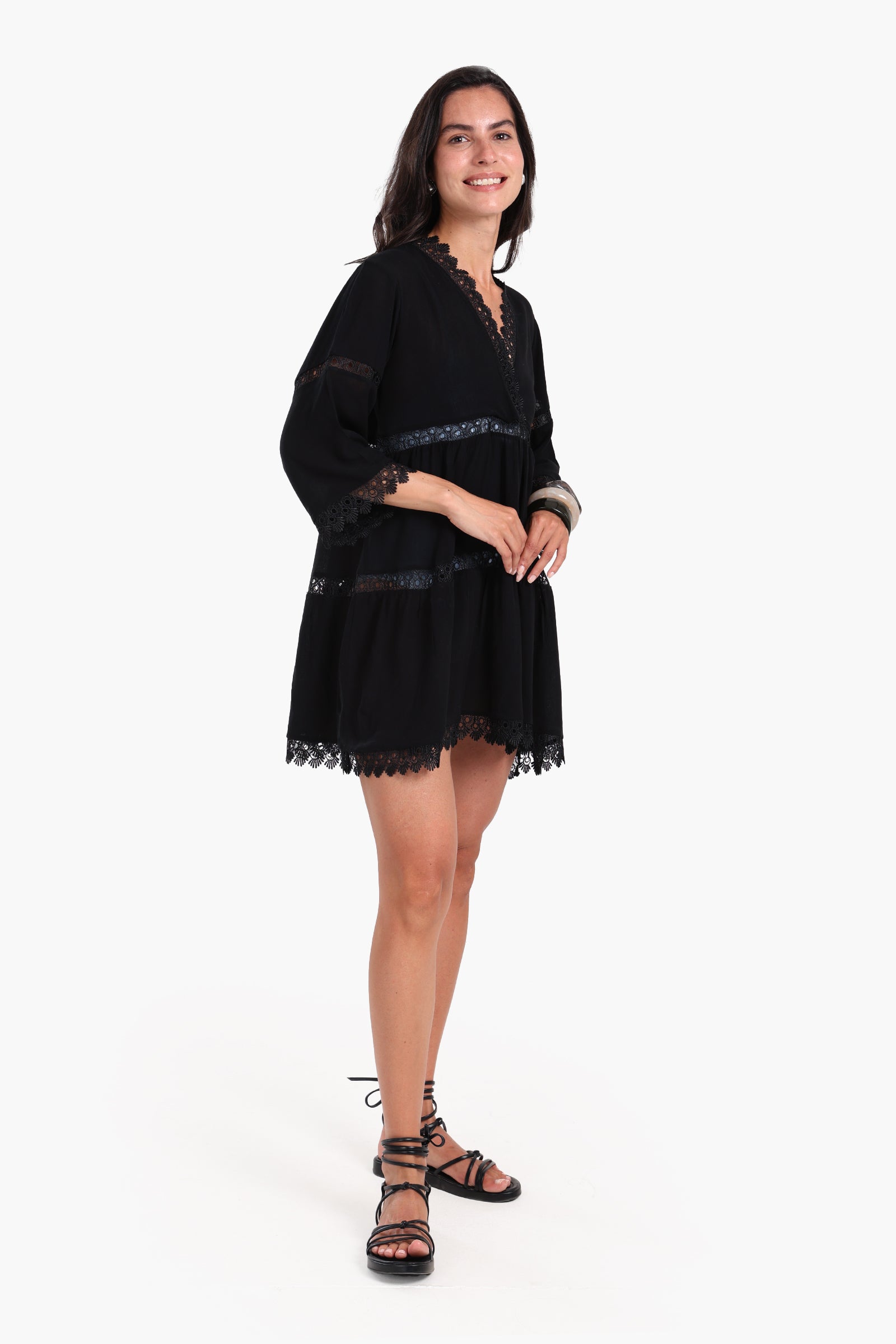 Black Beach Dress with Lace