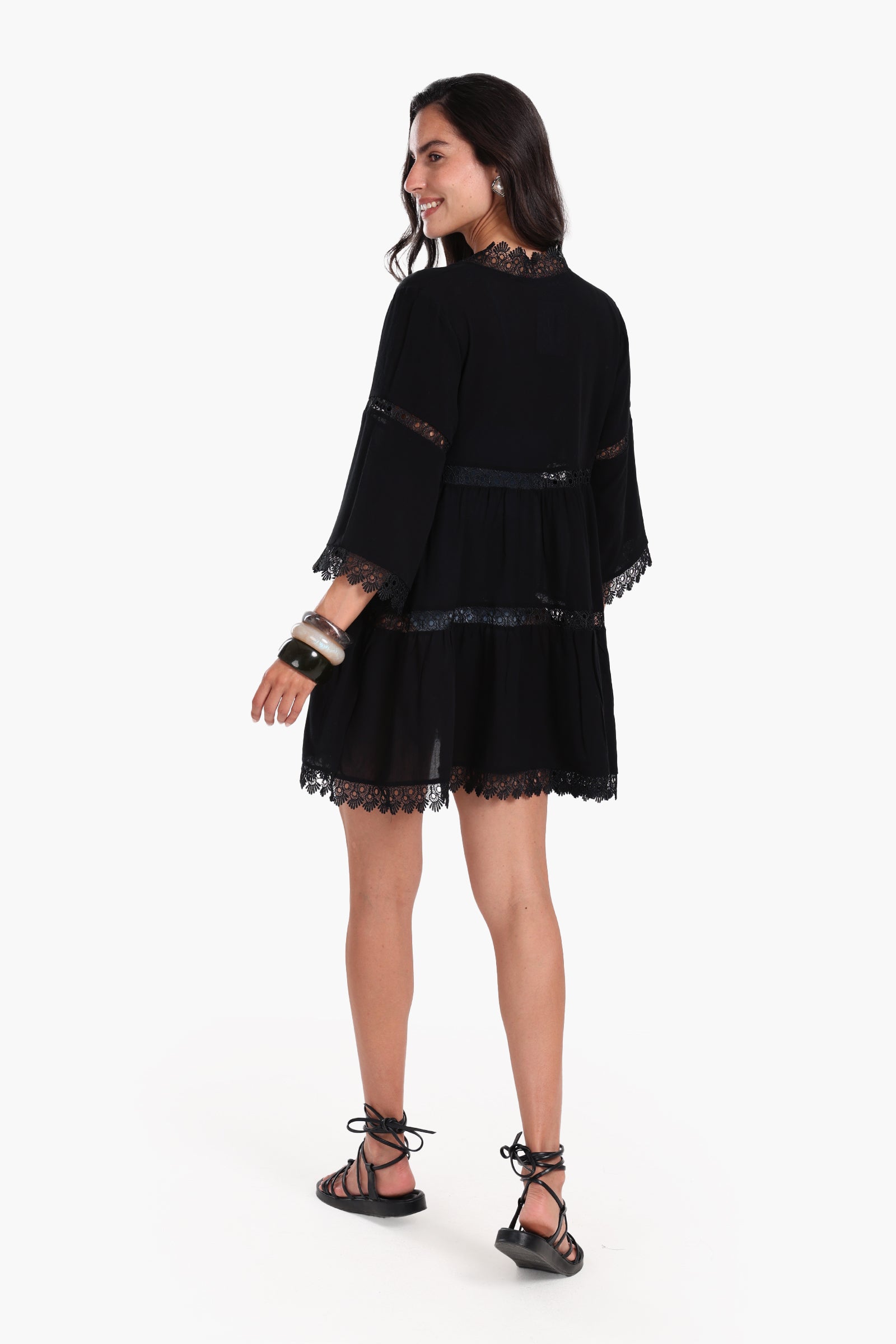 Black Beach Dress with Lace
