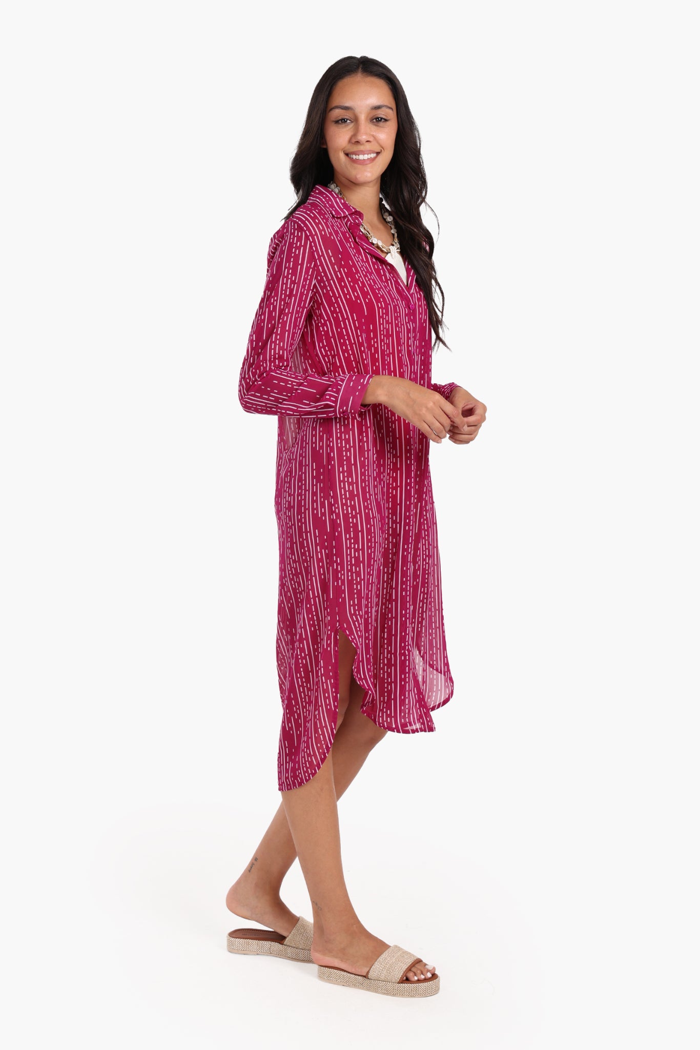 Chiffon Long Sleeves Shirt Dress