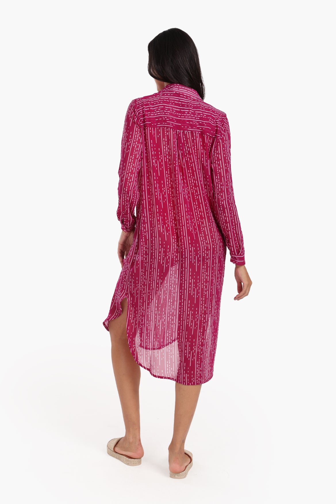 Chiffon Long Sleeves Shirt Dress
