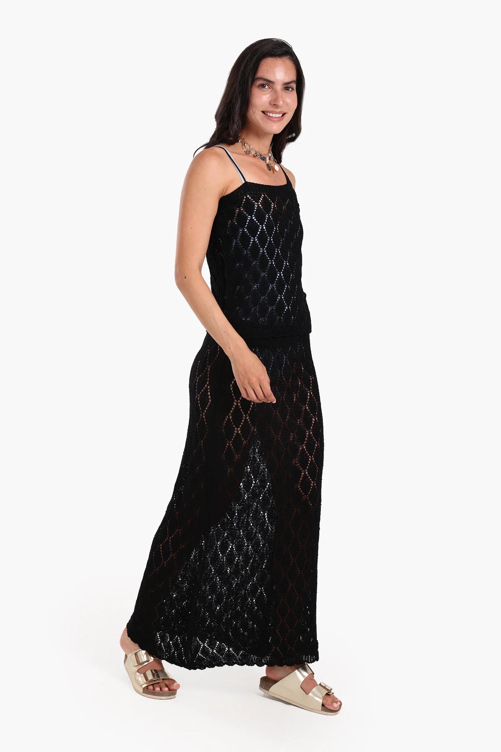 طقم تريكو بدون أكمام للشاطئ