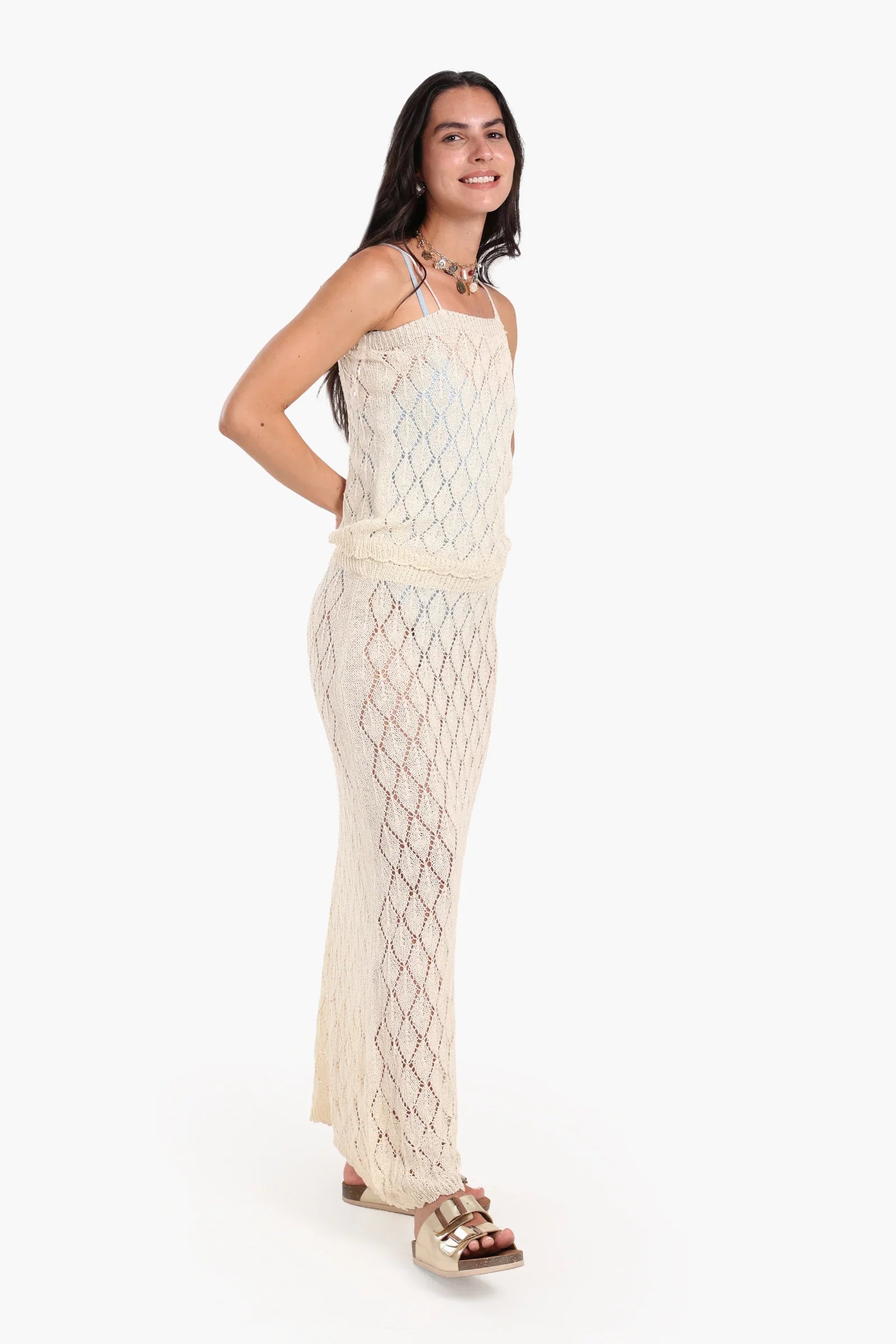 طقم تريكو بدون أكمام للشاطئ