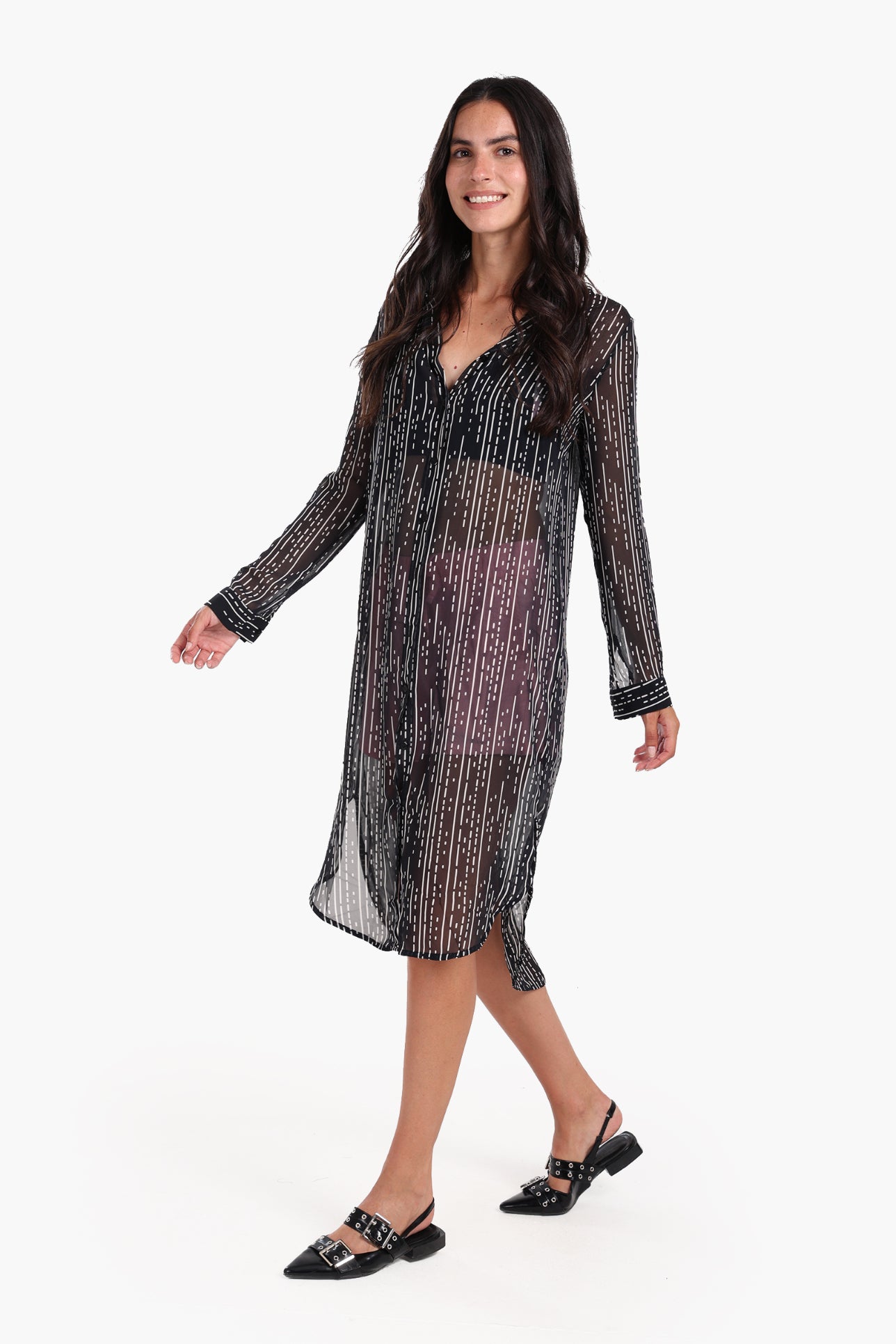 Chiffon Long Sleeves Shirt Dress