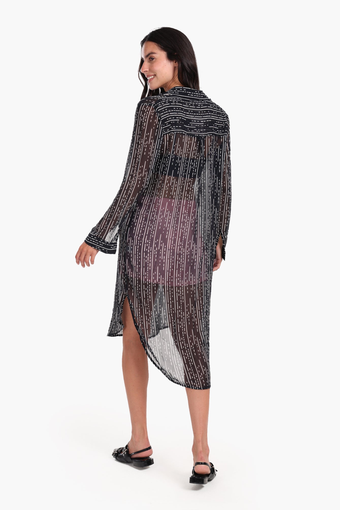 Chiffon Long Sleeves Shirt Dress