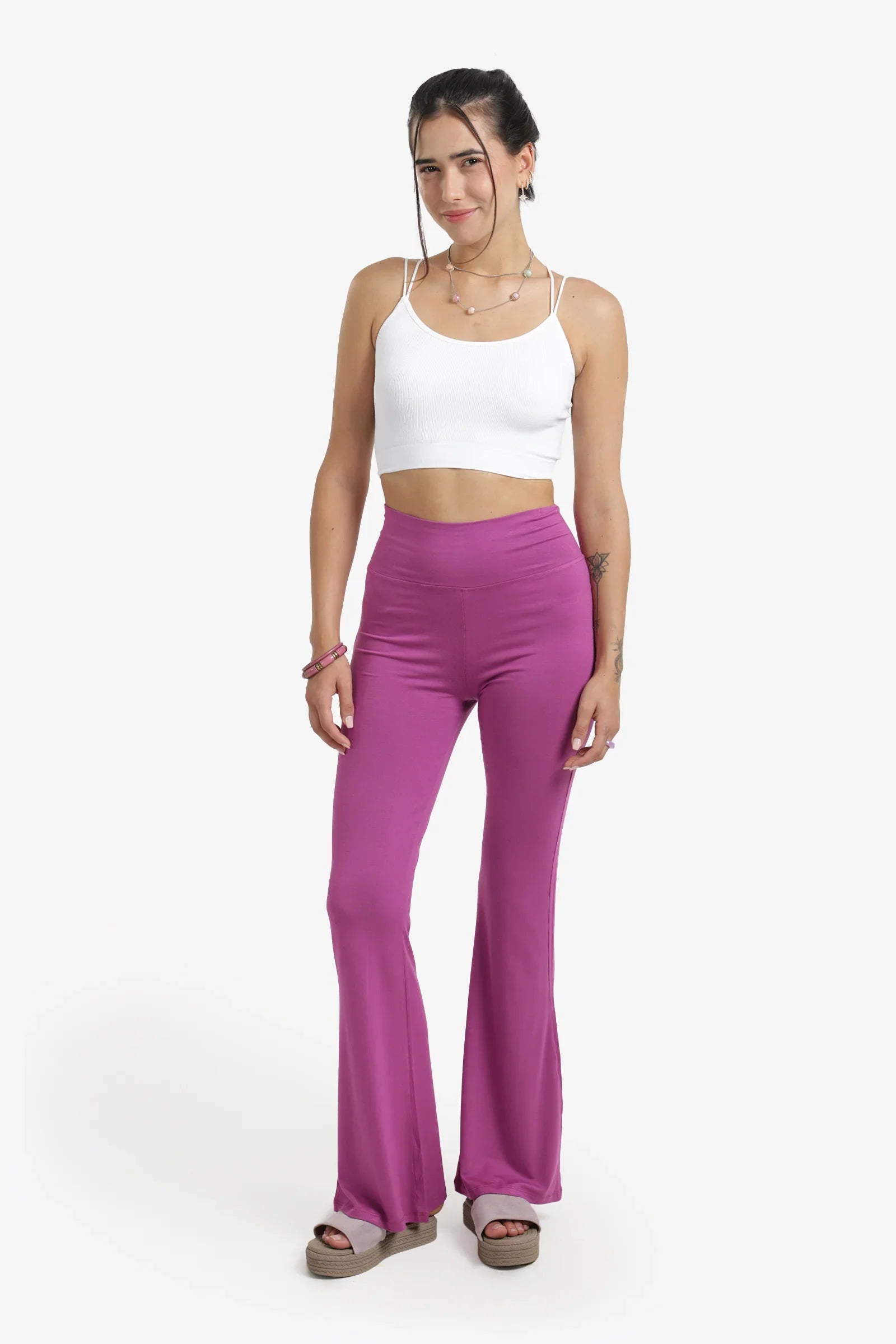 Elastic Waist Flare Pants