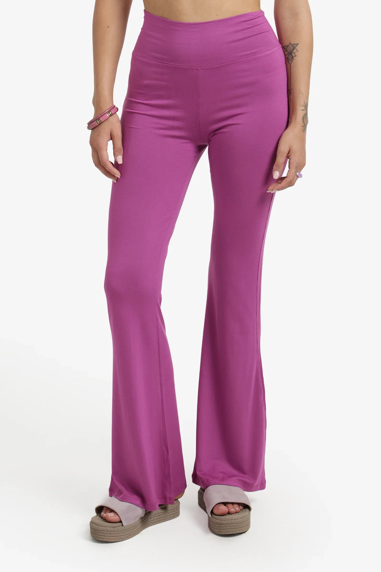 Elastic Waist Flare Pants
