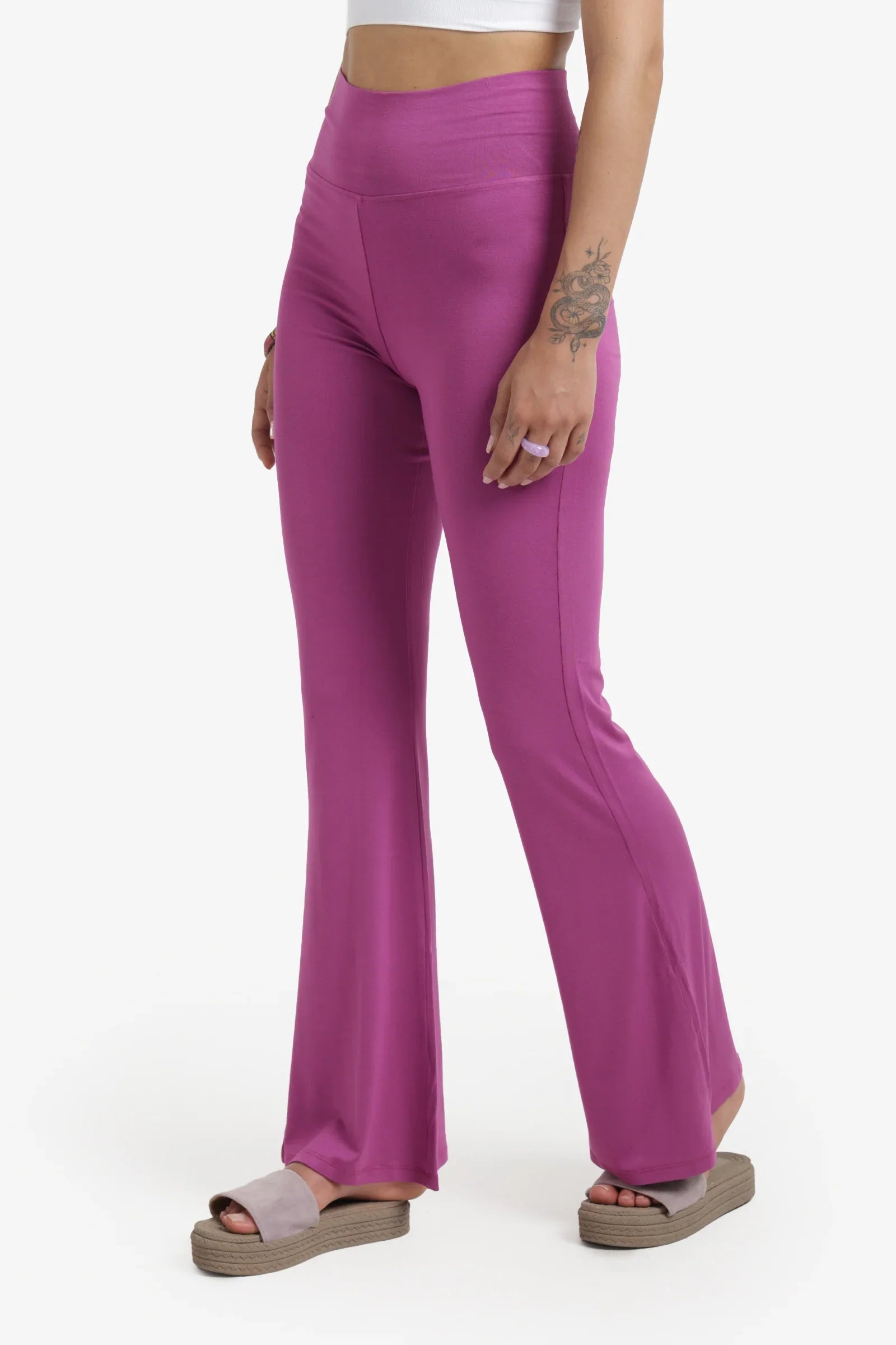 Elastic Waist Flare Pants