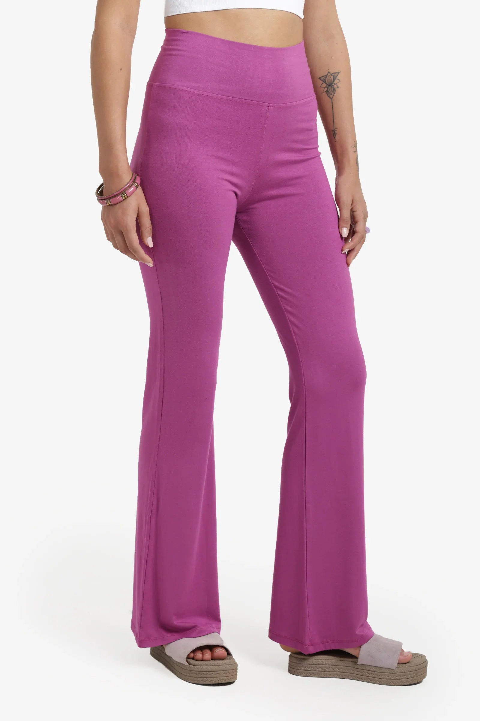 Elastic Waist Flare Pants