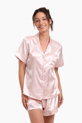 Color Piping Satin Pyjama Set