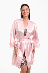 Satin Robe with Lace Details