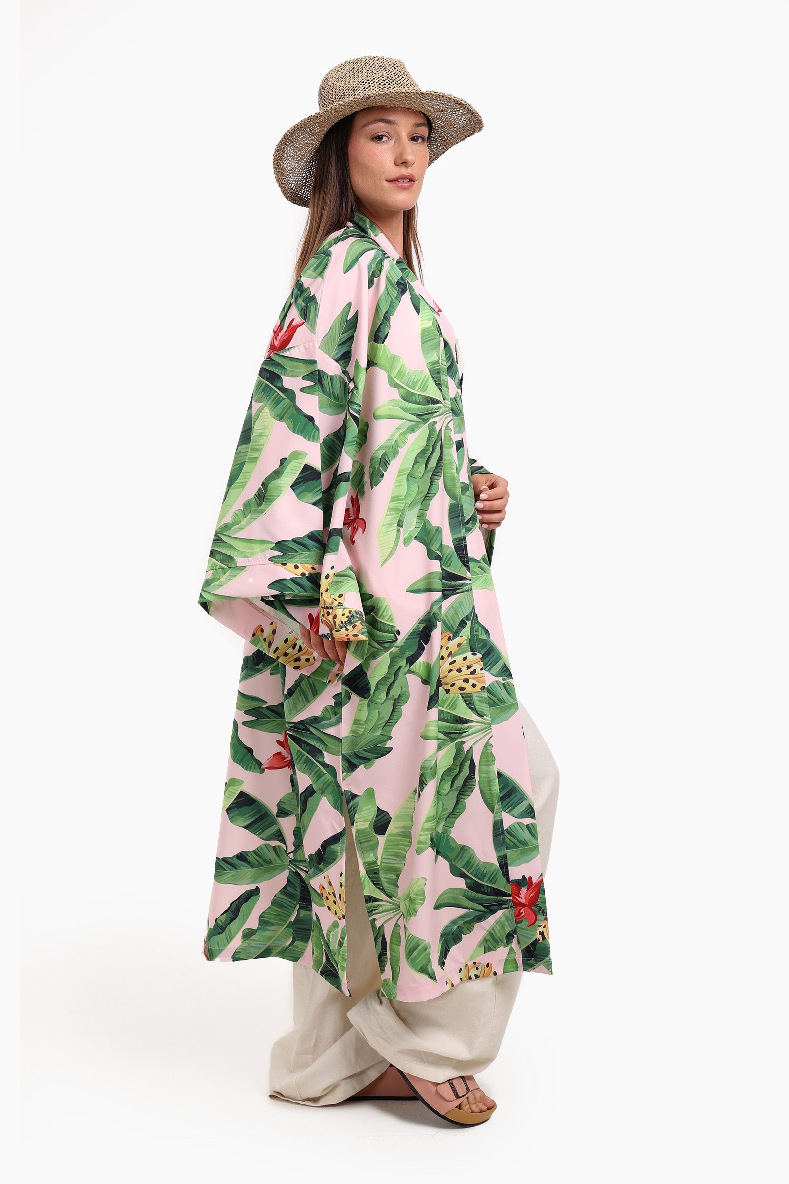 Tropical Leaves Beach Kimono