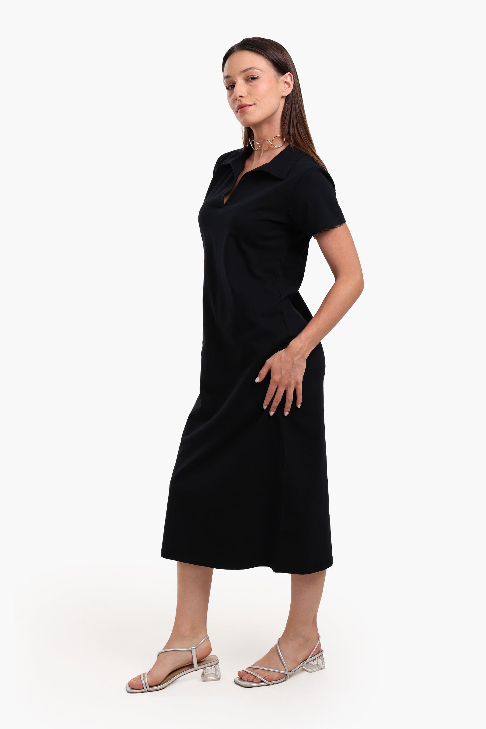 Polo Neck Midi Dress