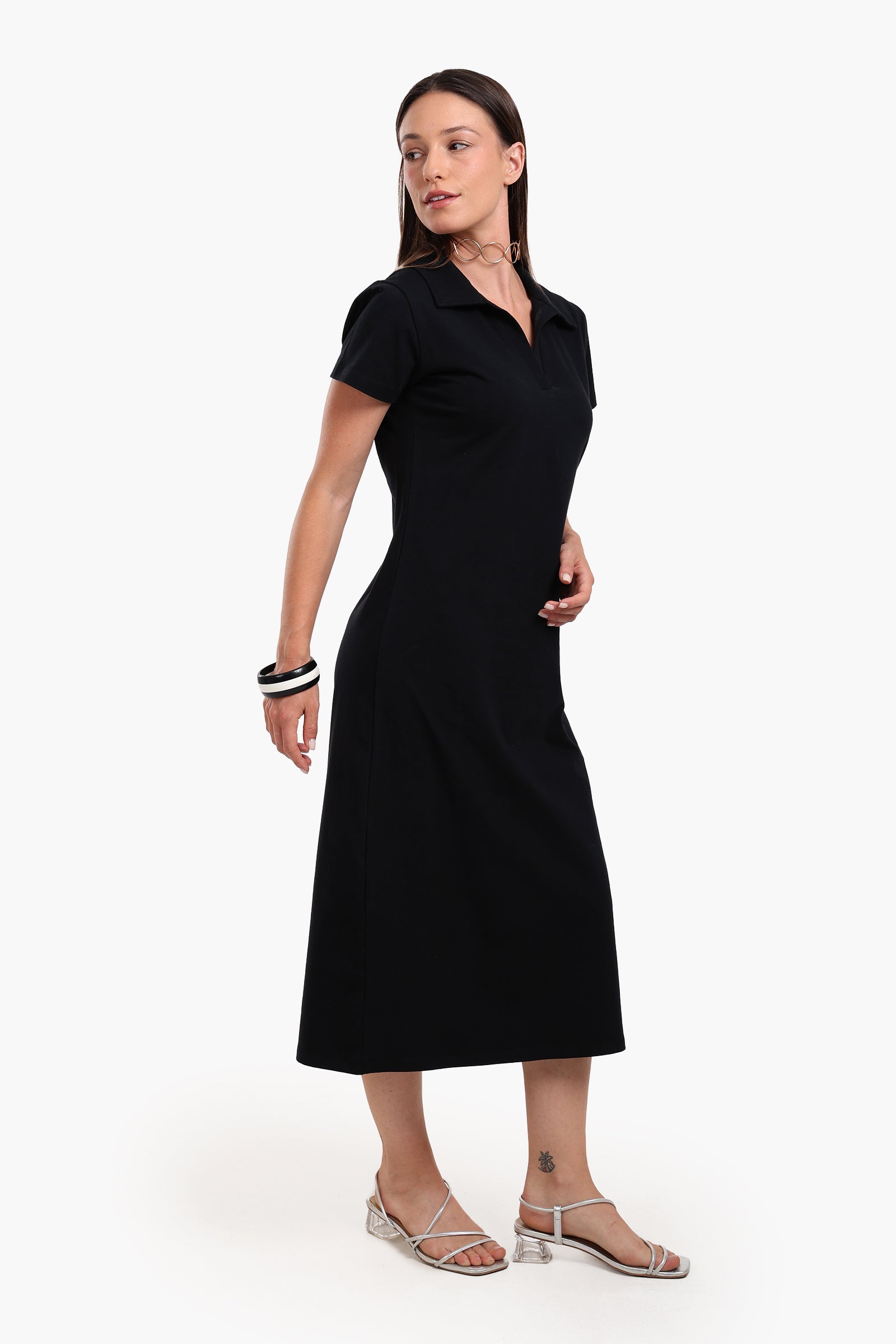 Polo Neck Midi Dress