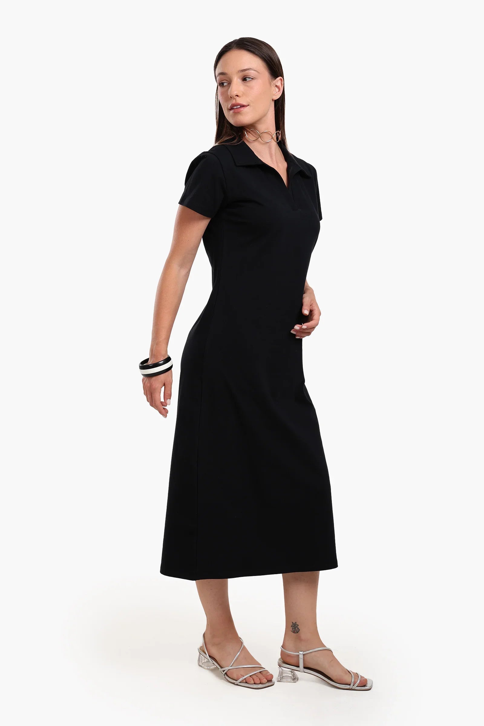 Polo Neck Midi Dress