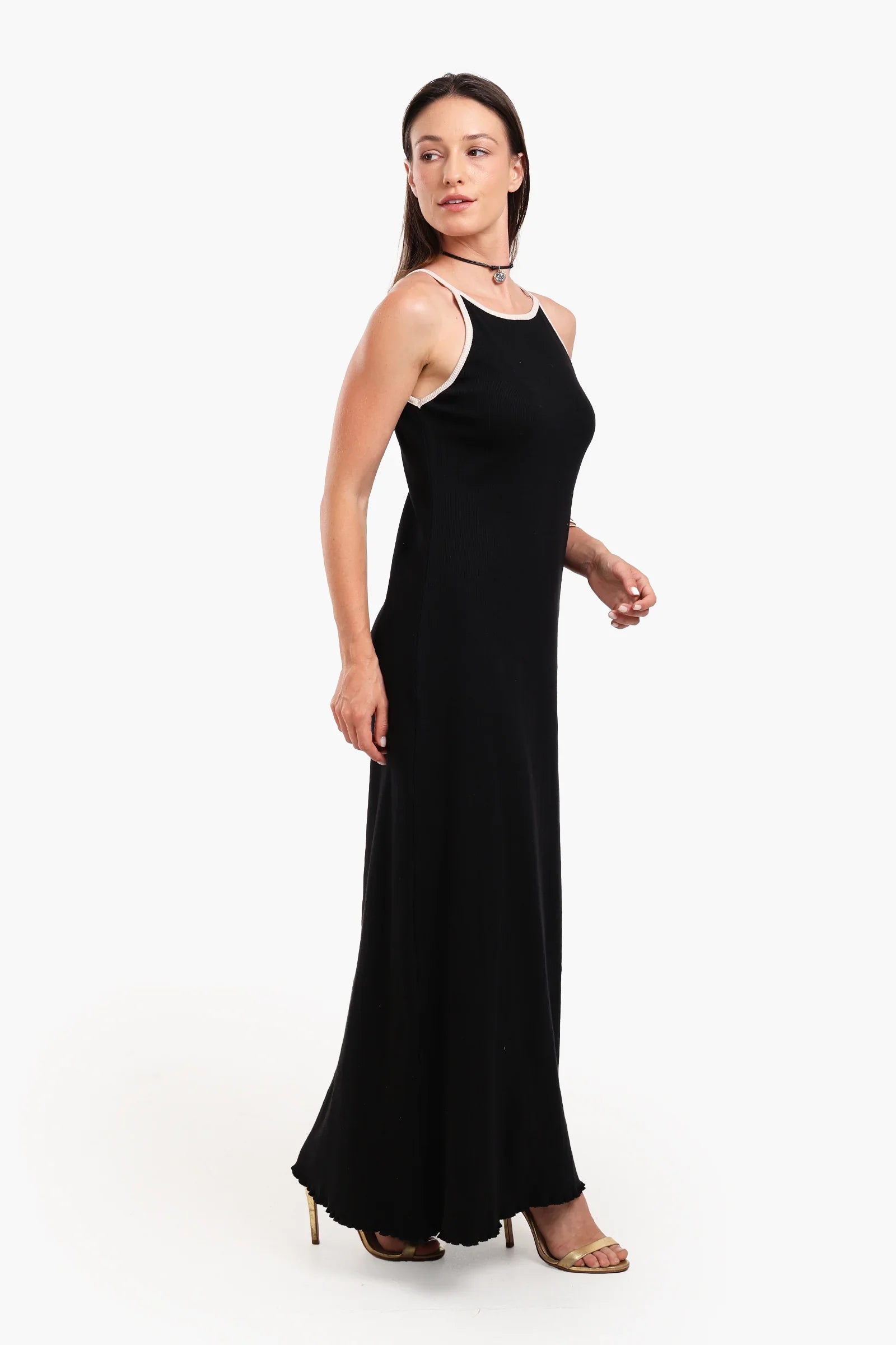 Maxi Dress with Frilled Edge