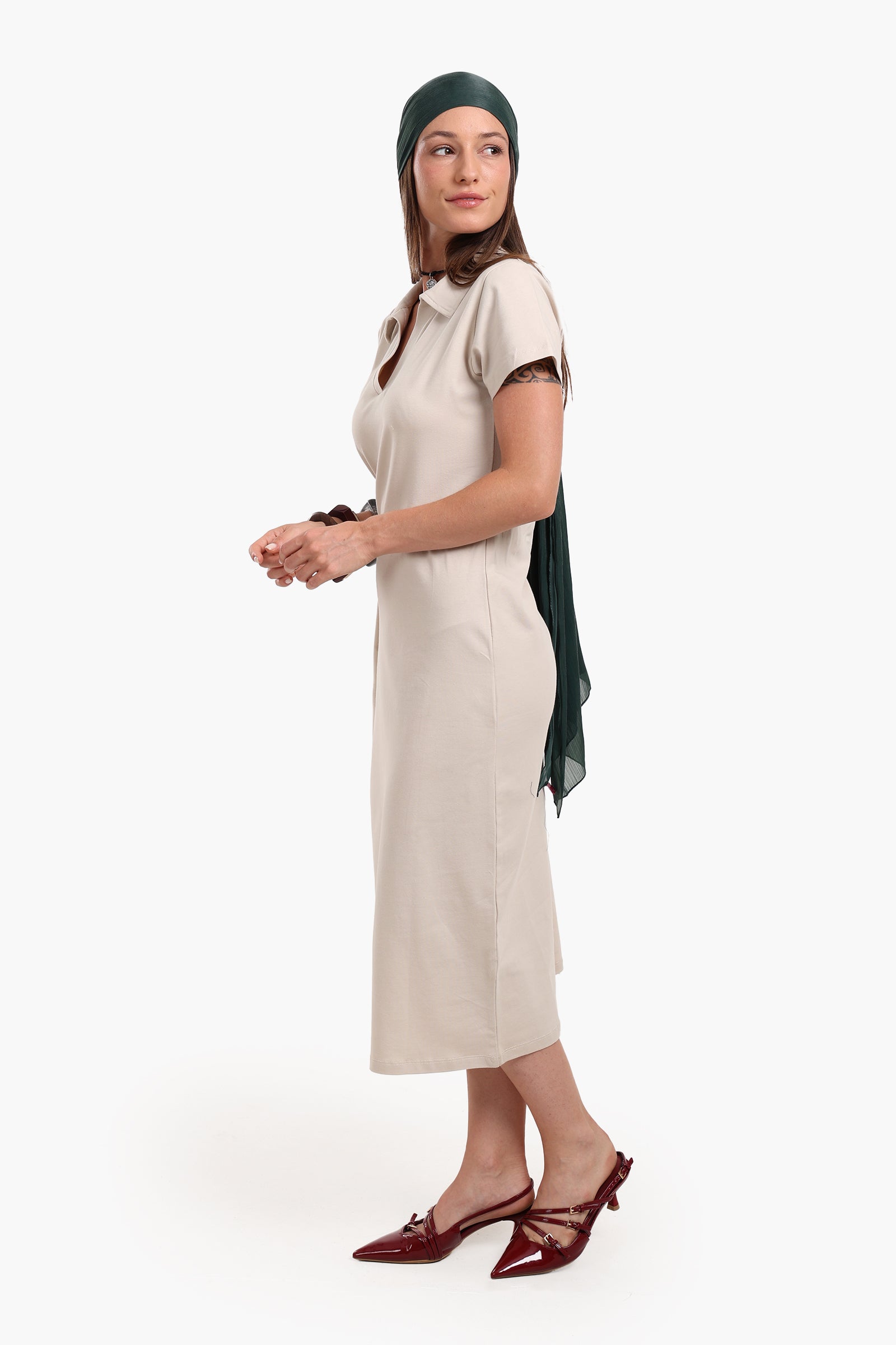 Polo Neck Midi Dress