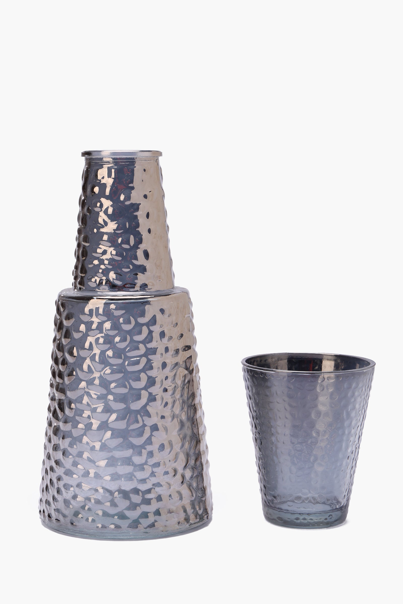 Textured Glass Bottle with Cup