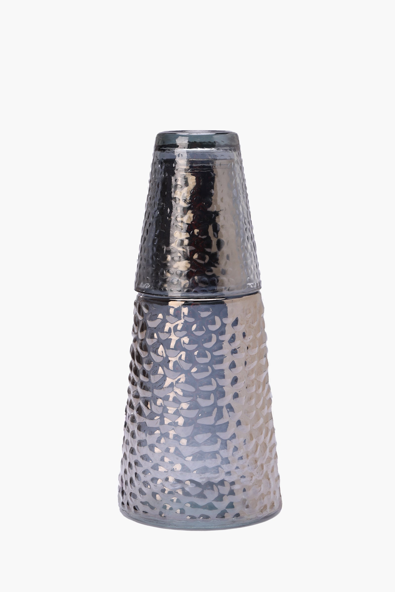 Textured Glass Bottle with Cup