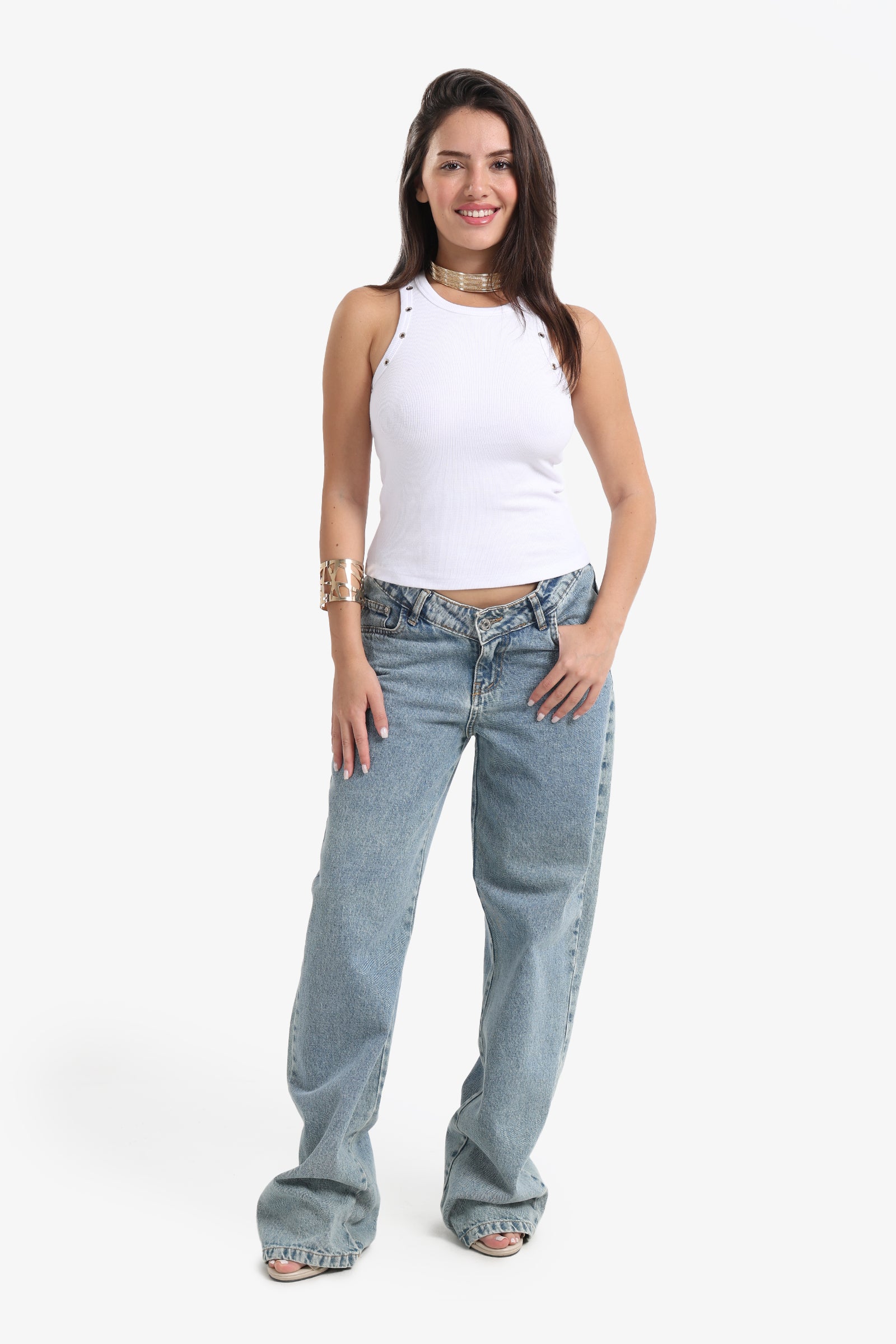 Metal Button Detail Top