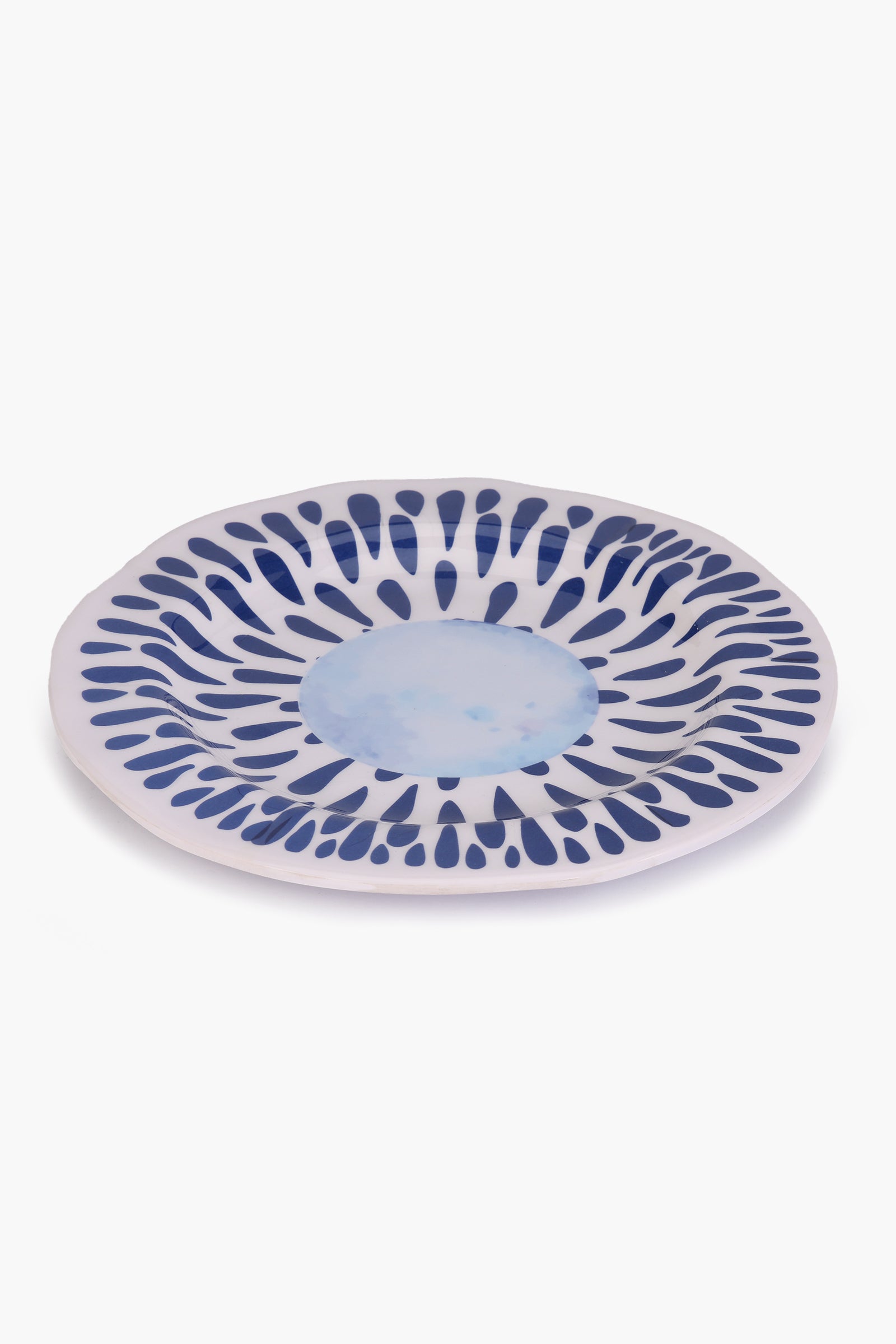 Melamine Blue & White Dinner Plate (23cm)