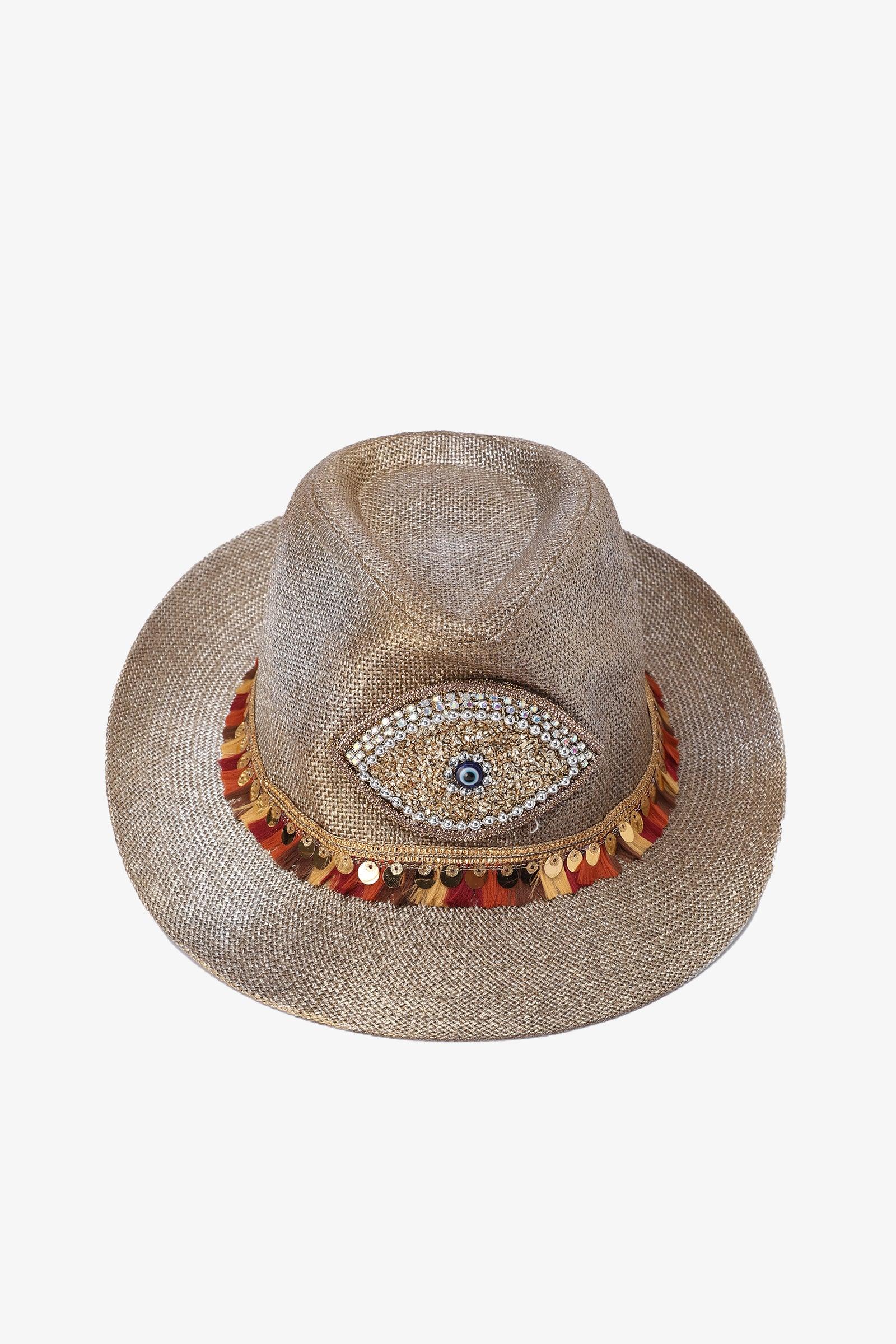 Embroidered Eye Motif Hat